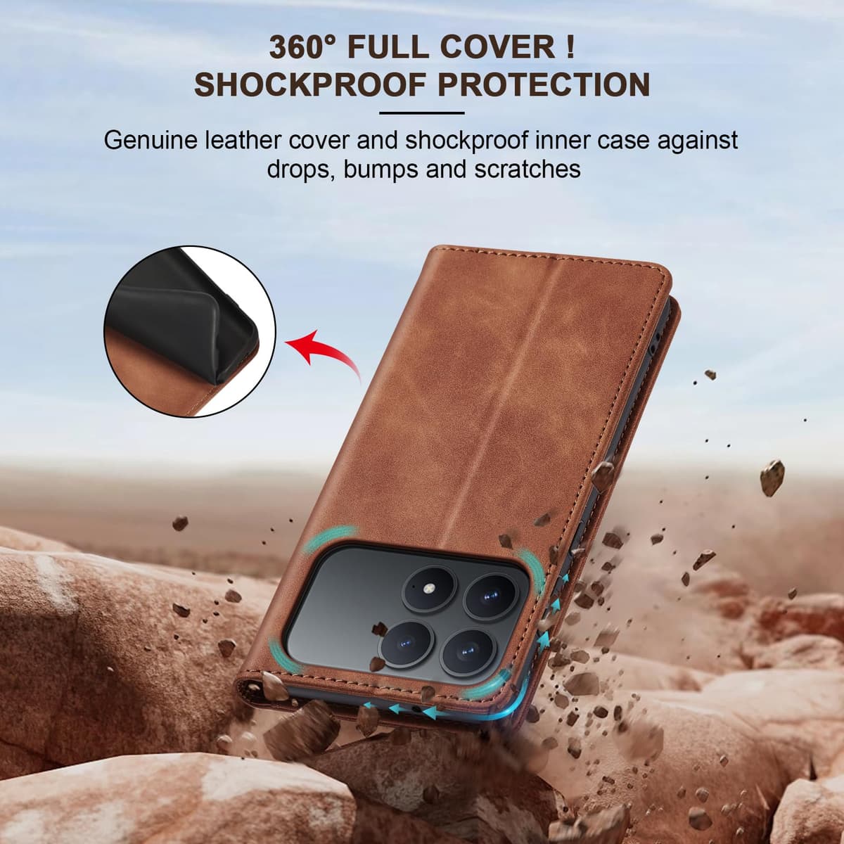 Jasonyu Funda para Xiaomi Poco F8 Pro,Cuero PU Carcasa,Tipo Libro Flip Case con Tarjetas y Cartera,Soporte Plegable,Cierre magnético,Capa (Marrón) — view 4