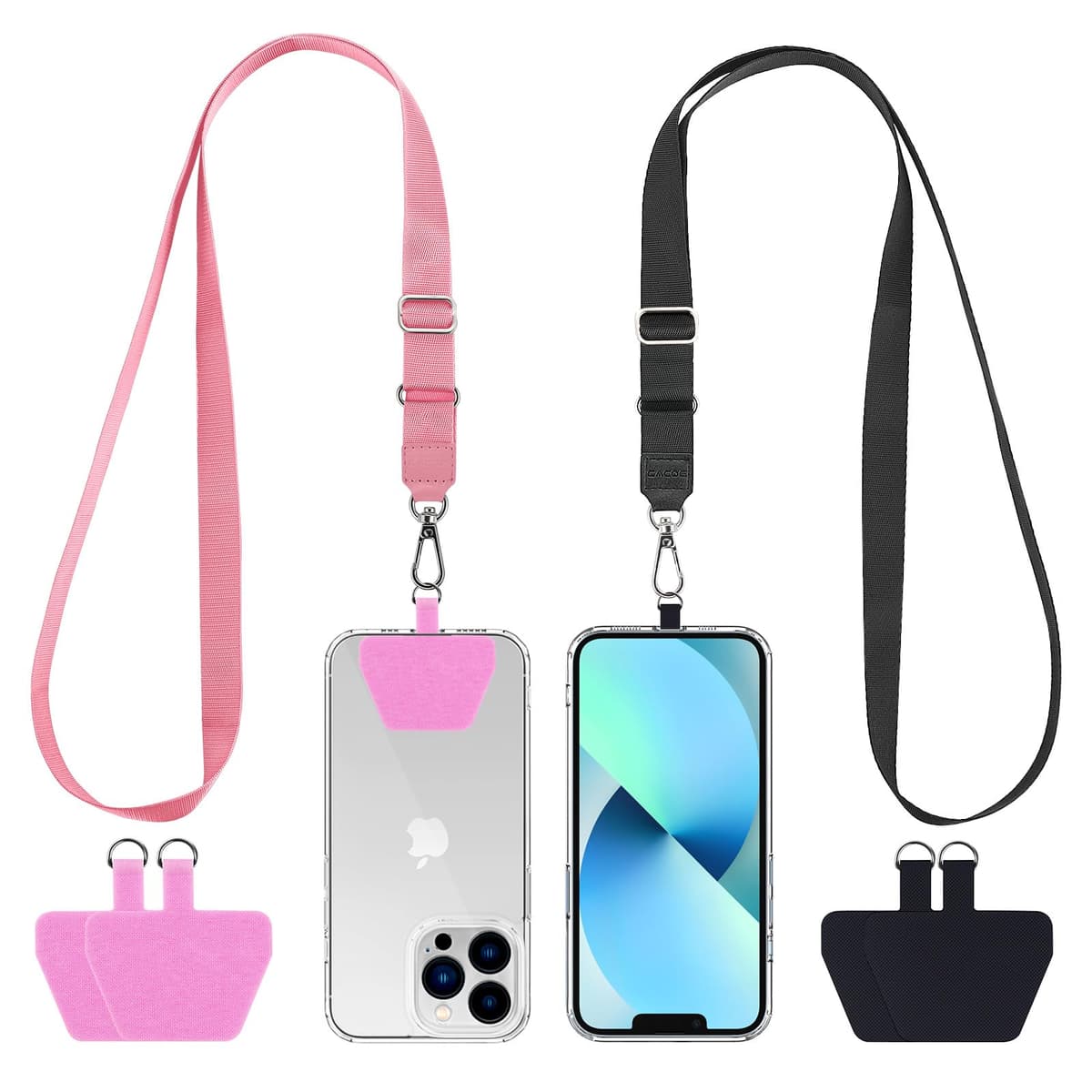 CACOE Universal Mobile Phone Chain, 2 Pcs Adjustable Collar Lanyard and 2 Pcs Durable Patches, Lanyard Mobile Phone Neck Strap Compatible with Most Smartphones — view 15