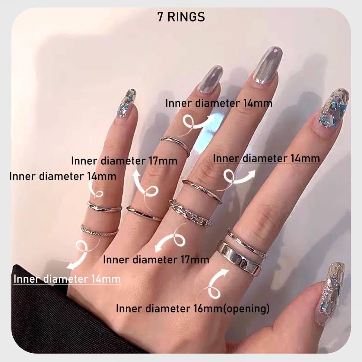 Joyas de Mujer - Set de 18 Piezas: Brazalete Dorado, Cadena y Collar Plata, Gargantilla y Choker Dorado, Bisutería, Joyería y Colgante para Mujeres, Plata — view 4