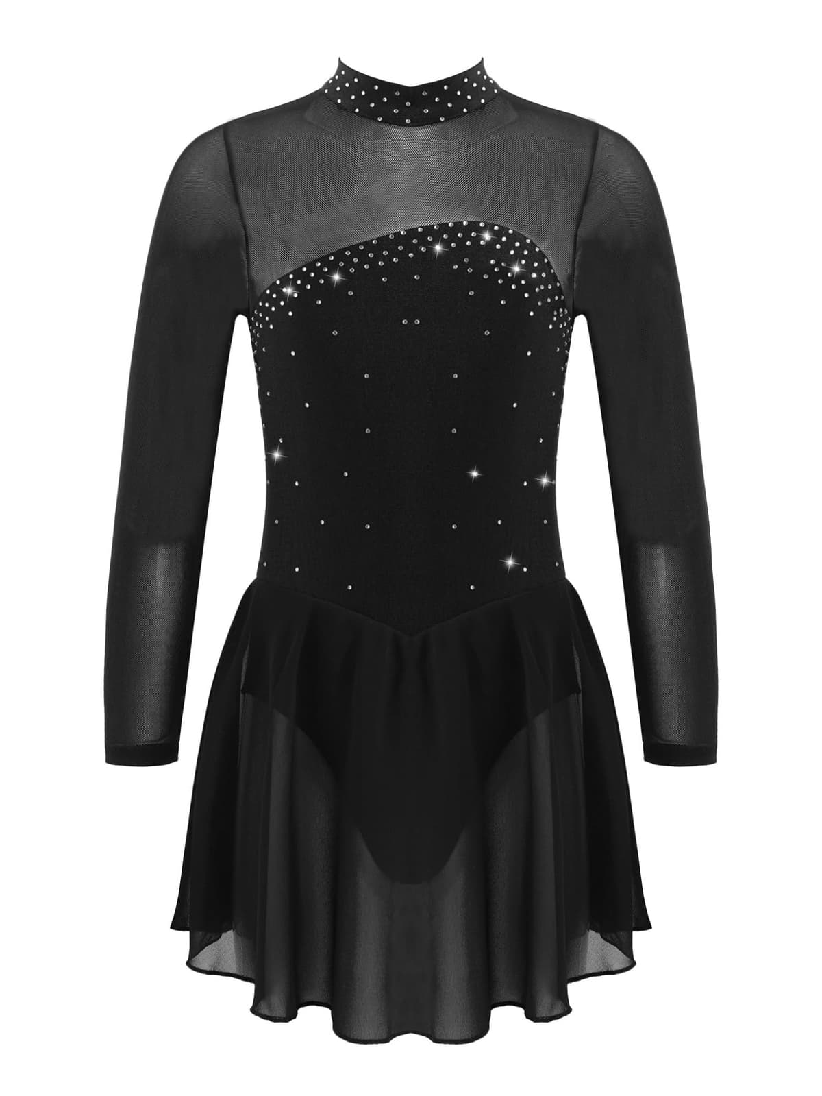 Freebily Vestido de Danza Patinaje sobre Hielo para Niña Leotardo de Manga Larga Maillot de Gimnasia Rítmica Competición Vestido de Bailarina Ballet — view 14