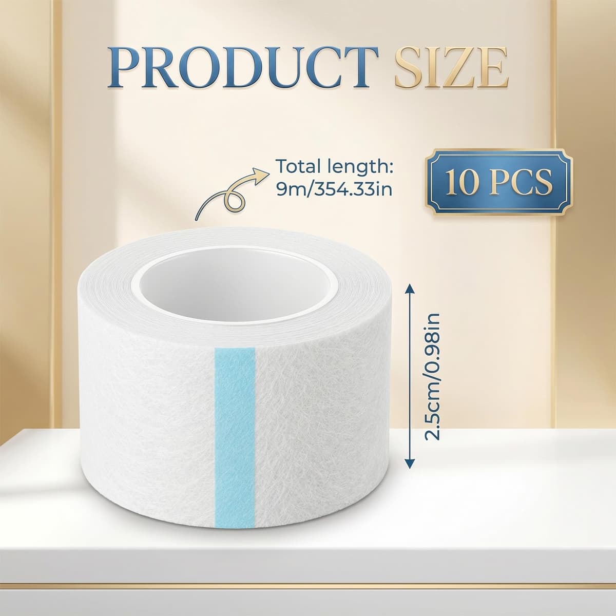 10 Rollos Micropore Tape 2.5cm x 9.1m, Esparadrapo Médico Adhesivo Transpirable Autoadhesivo, Cinta Micropore para Vendajes, Deporte y Extensiones de Pestañas — view 3