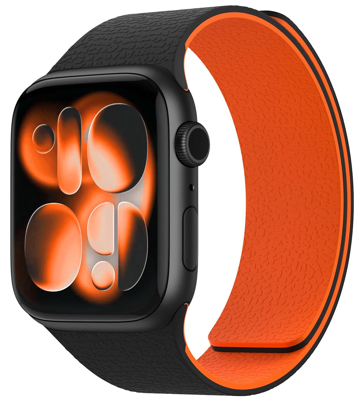 Nereides Compatible with Apple Watch Straps 42mm 41mm 40mm 38mm, Soft Magnetic Silicone Replacement Band for iWatch Series 11 10 9 8 7 6 5 4 SE SE2 SE3 3 2 1 (Black+Orange)