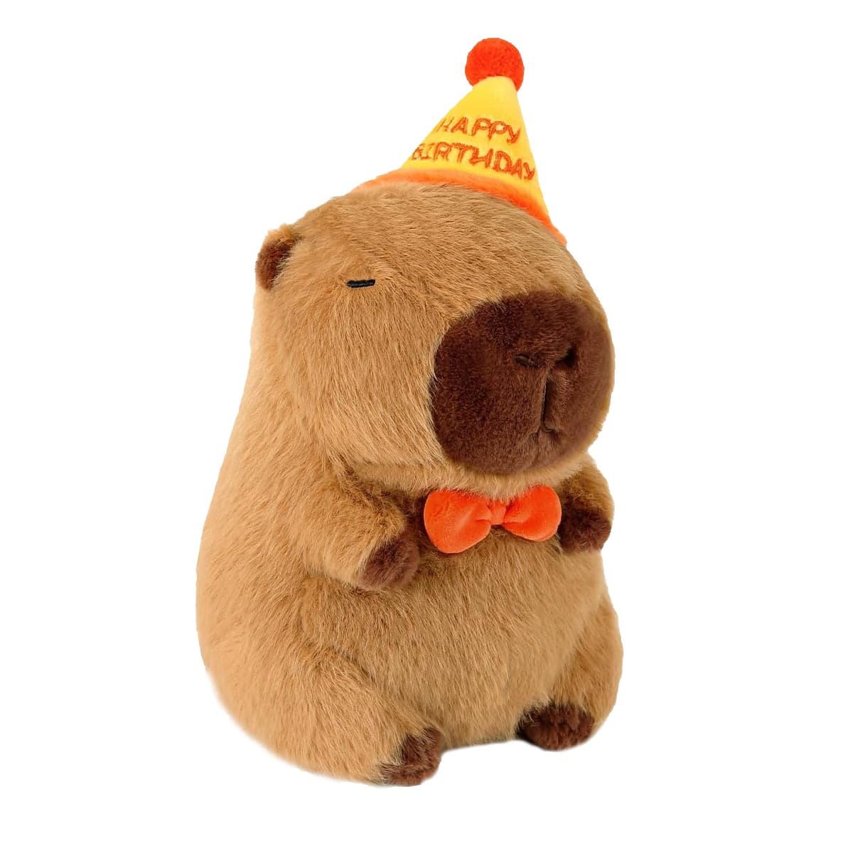 Capybara Plush 25cm Soft Stuffed Animal with Birthday Hat, Adorable Capybara Teddy Toy, Perfect Capybara Gift for Birthdays, Playtime, and Home Decoration