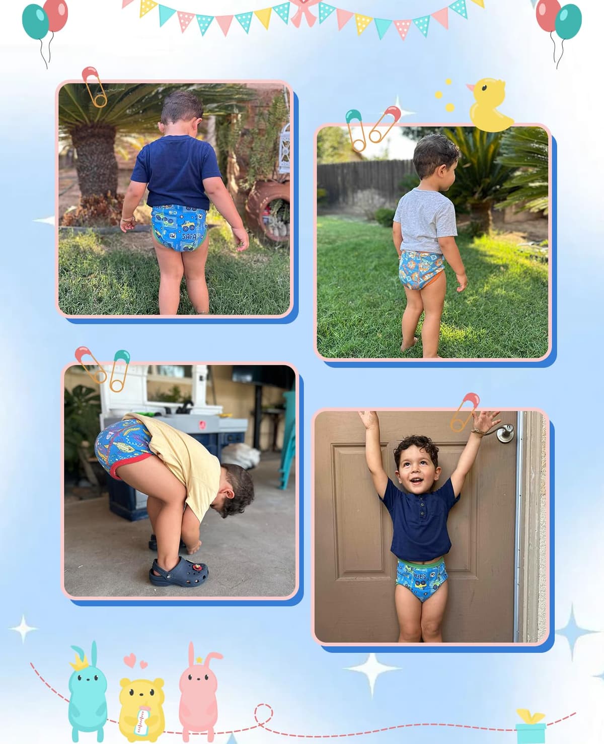 FLYISH DIRECT Ropa interior para entrenamiento para Niños y Niñas 100% Algodón, Paquete de 4 Calzoncillos de Aprendizaje, Absorbente y Reutilizable, Azul y Naranja, 6 años — view 5