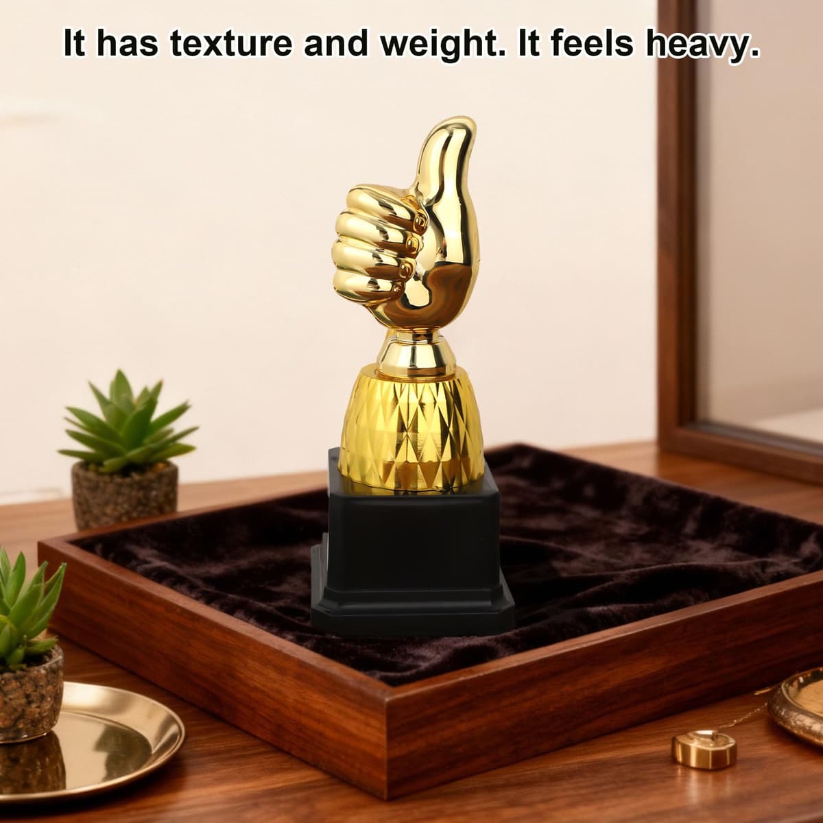 4 trofeos dorados con pulgares arriba, 13 cm, grabado divertido de plástico para celebraciones, juegos deportivos, aula, trabajo, competición, recompensas, reconocimiento humorístico — view 3