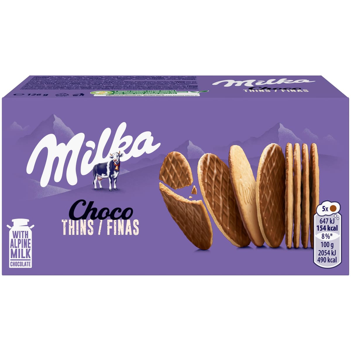 Milka Choco Finas Galletas con Chocolate con Leche de los Alpes, 126g — view 3