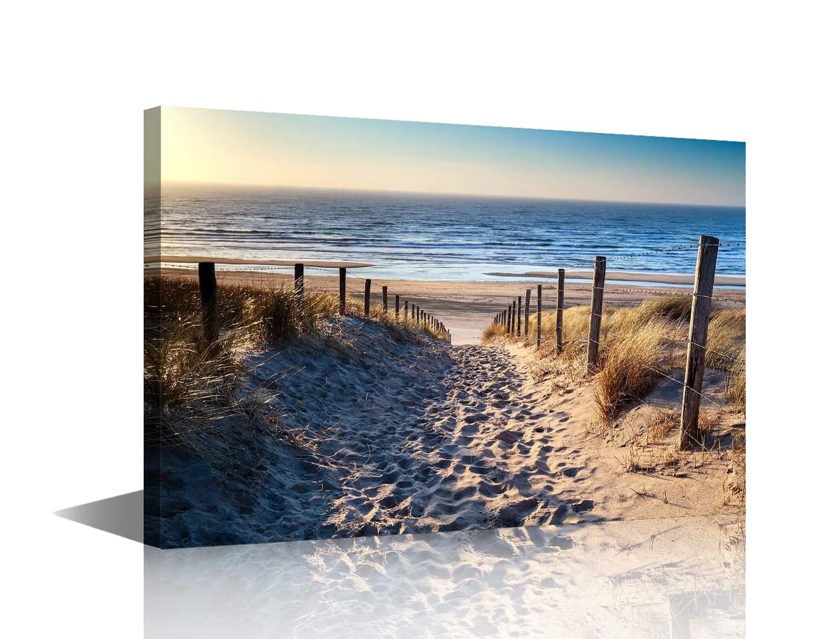 Wall Art for Living Room Beach Canvas Art Wall Decor Blue Sea Sunset Pictures Print on Canvas Natural Landscape Painting Seascape Artwork Stretched Framed Ready to Hang 12x18inch — view 41