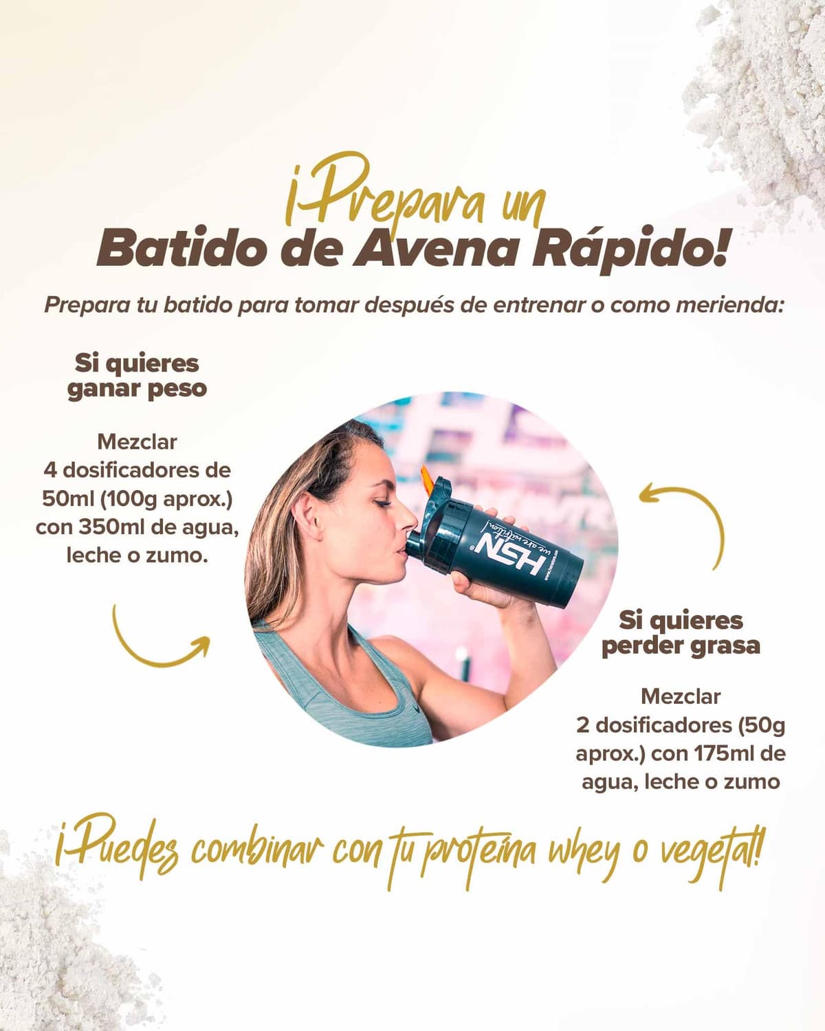 HSN Harina de Avena de Sabores Instantánea en Polvo | Sin Sabor 3Kg = 60 Tomas por Envase | Sin Azúcares Añadidos | Ideal Tortitas de Avena, Batidos de Proteínas | No-GMO, Vegano — view 5