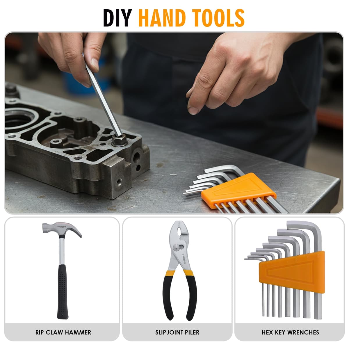 134-Piece Tool Kit – Home & Car DIY Hand Tools Set with Hammer, Hex Keys, Screwdrivers, Sockets, Measuring Tape, Fasteners & Tool Box – Complete Repair & Maintenance Set — view 4