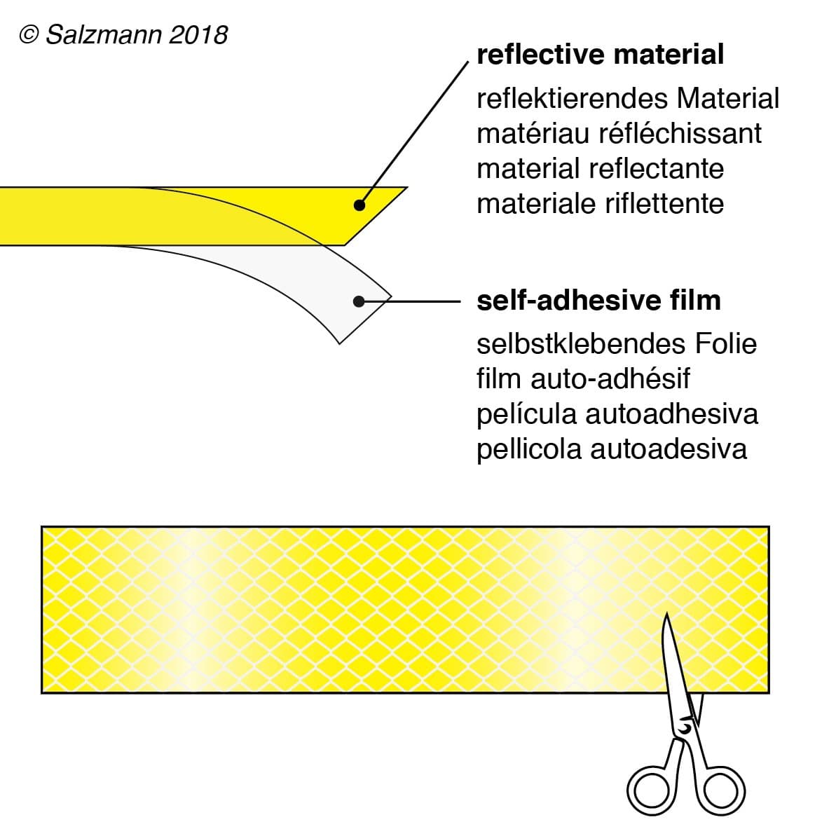 Salzmann Diamond Grade Adhesivos Reflectantes y Impermeables - Adhesivos para coches, motocicletas, bicicletas - Equipado con 3M Scotchlite — view 2