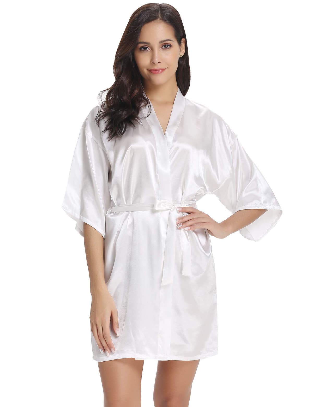 Vlazom Bride Robes Satin Dressing Gown B-champagne for Bridesmaid, L(UK 14-16 ) — view 2