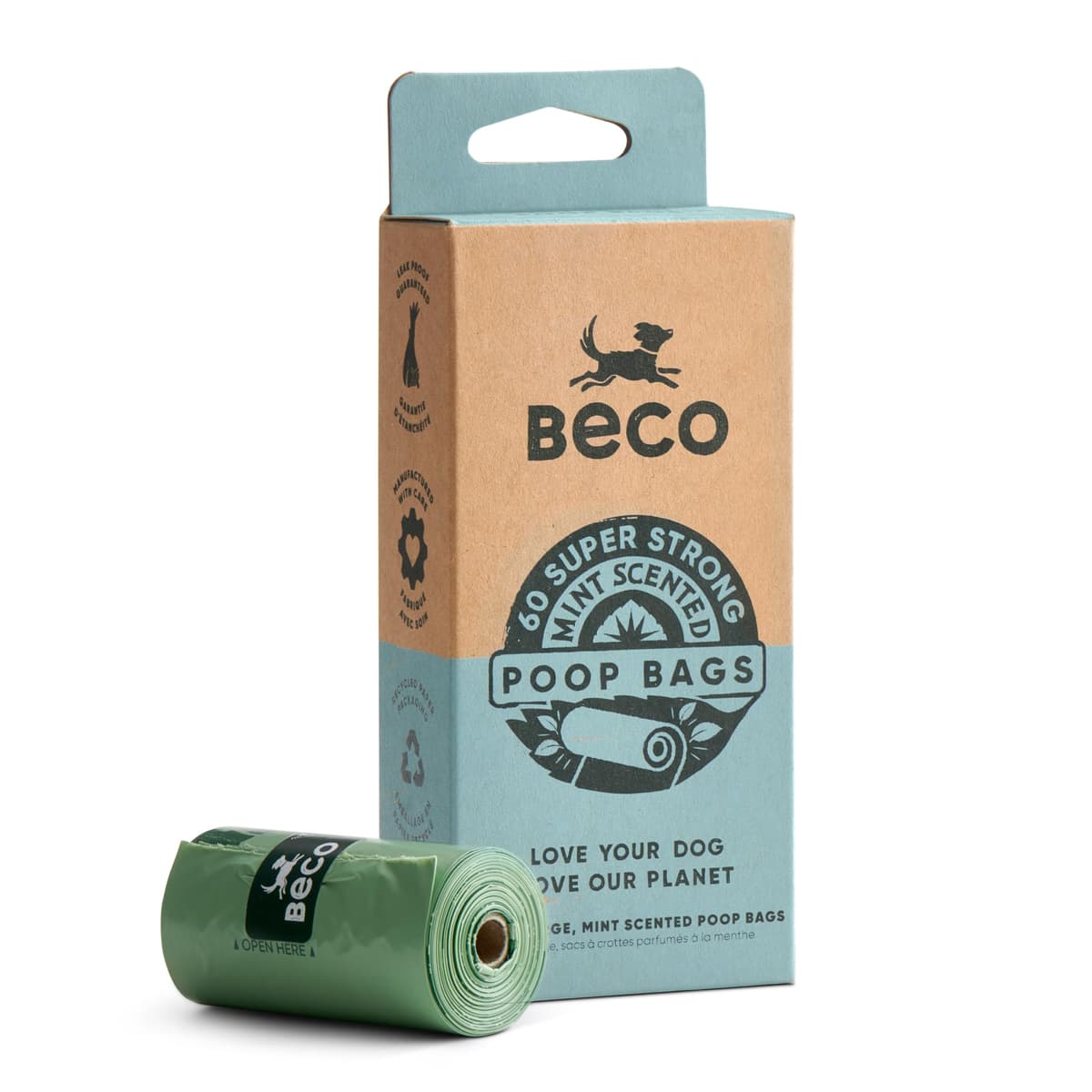 Beco Dog Poo Bags - Strong, Leakproof & Large - 94% Recycled Plastic, Extra Thick Dog Poop Bags, Heavy Duty - Unscented Refill Rolls, 270 Count — view 15