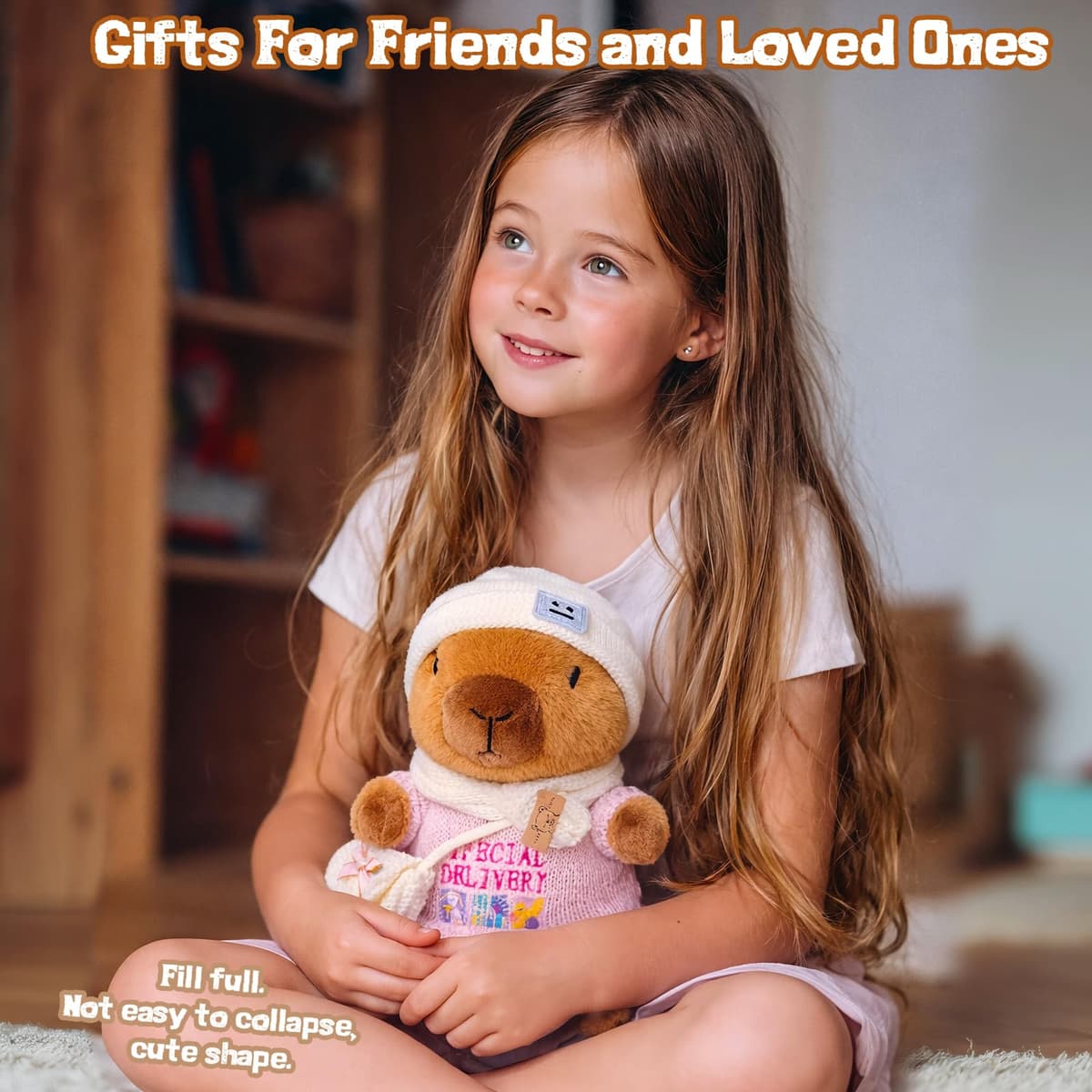 10.2" Brown Capybara Plush Toy with 9 Clothes and Accessories Super Soft Capybara Stuffed Animal for Kids Girls Boys (Pink Capybara) — view 4