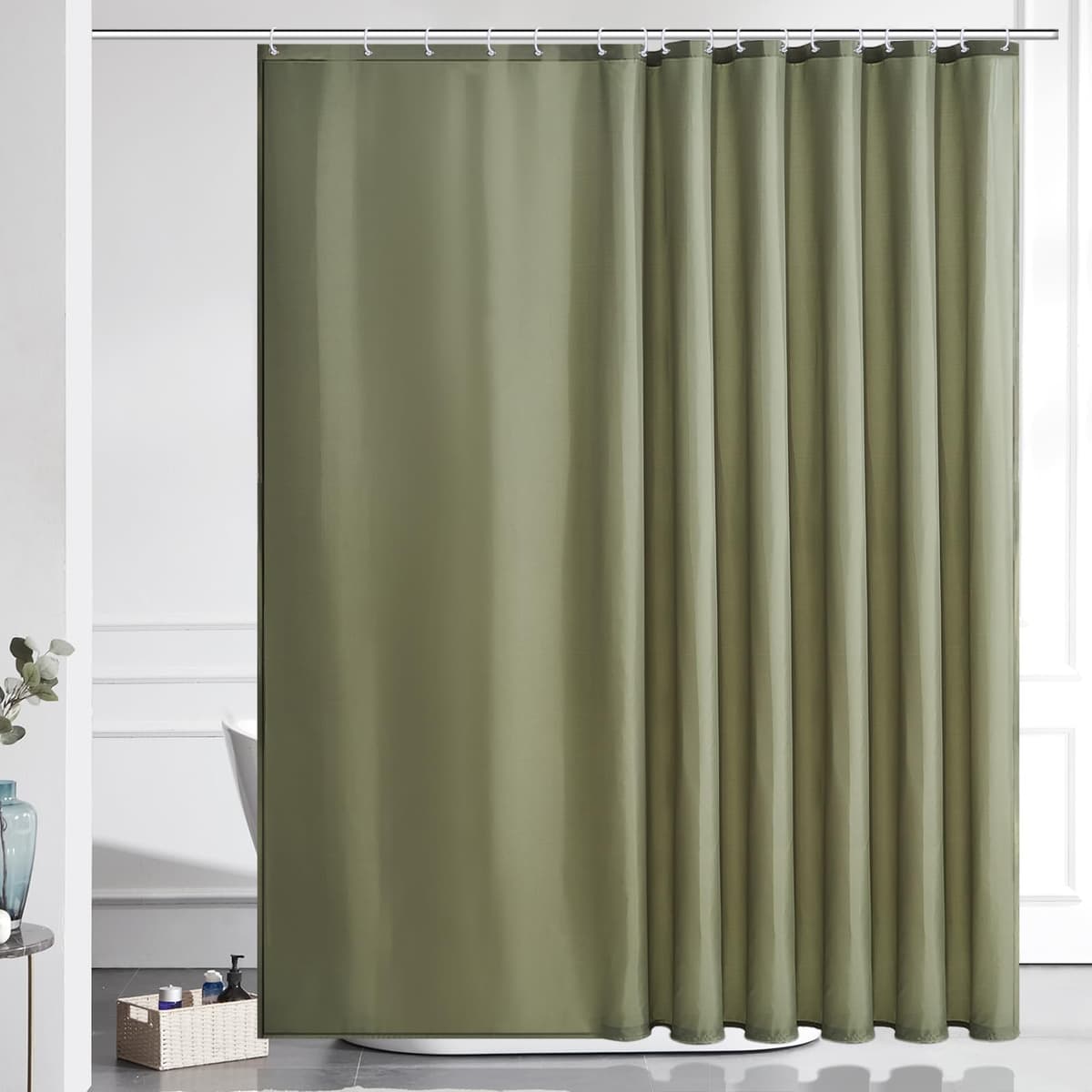 Furlinic Navy Shower Curtain Anti Mould Resistant Waterproof Bathroom Curtains Washable Polyester Fabric 90x180cm with Weight Tape for Bath Wet Room 35x72 Inch. — view 155