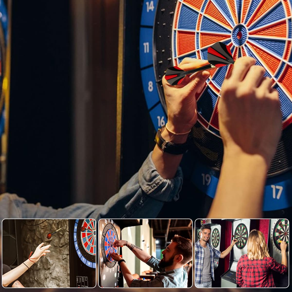 18 Piezas Dardos con Punta de Metal, Punta Acero Darts, Juego de Dardos con Caña y Plumas, para Principiantes y Aficionados, Incluye Piedra para afilar Dardos y Funda para Dardos — view 4