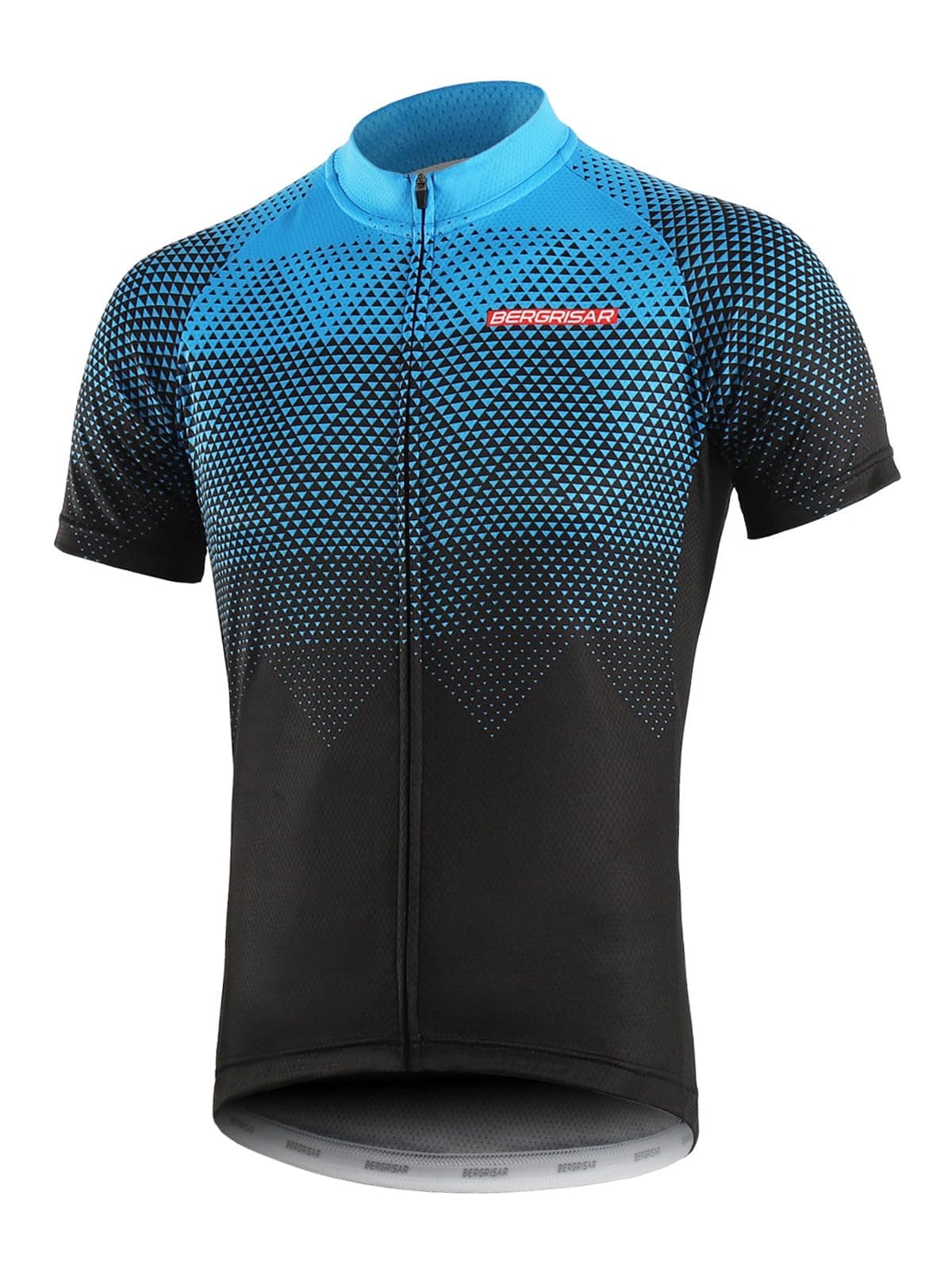 BERGRISAR Camiseta de Ciclismo de Manga Corta para Hombre, 3+1 Bolsillos con Cremallera