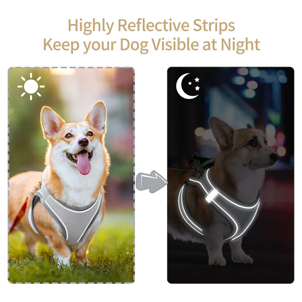HEELE Arnes Perro Pequeño con Lineas Reflecantes Arnés Perro Antitirones Ajustable Suave Acolchado Cómodo para Viajar Pasear con Mascota, Flores Nanranja, S — view 40