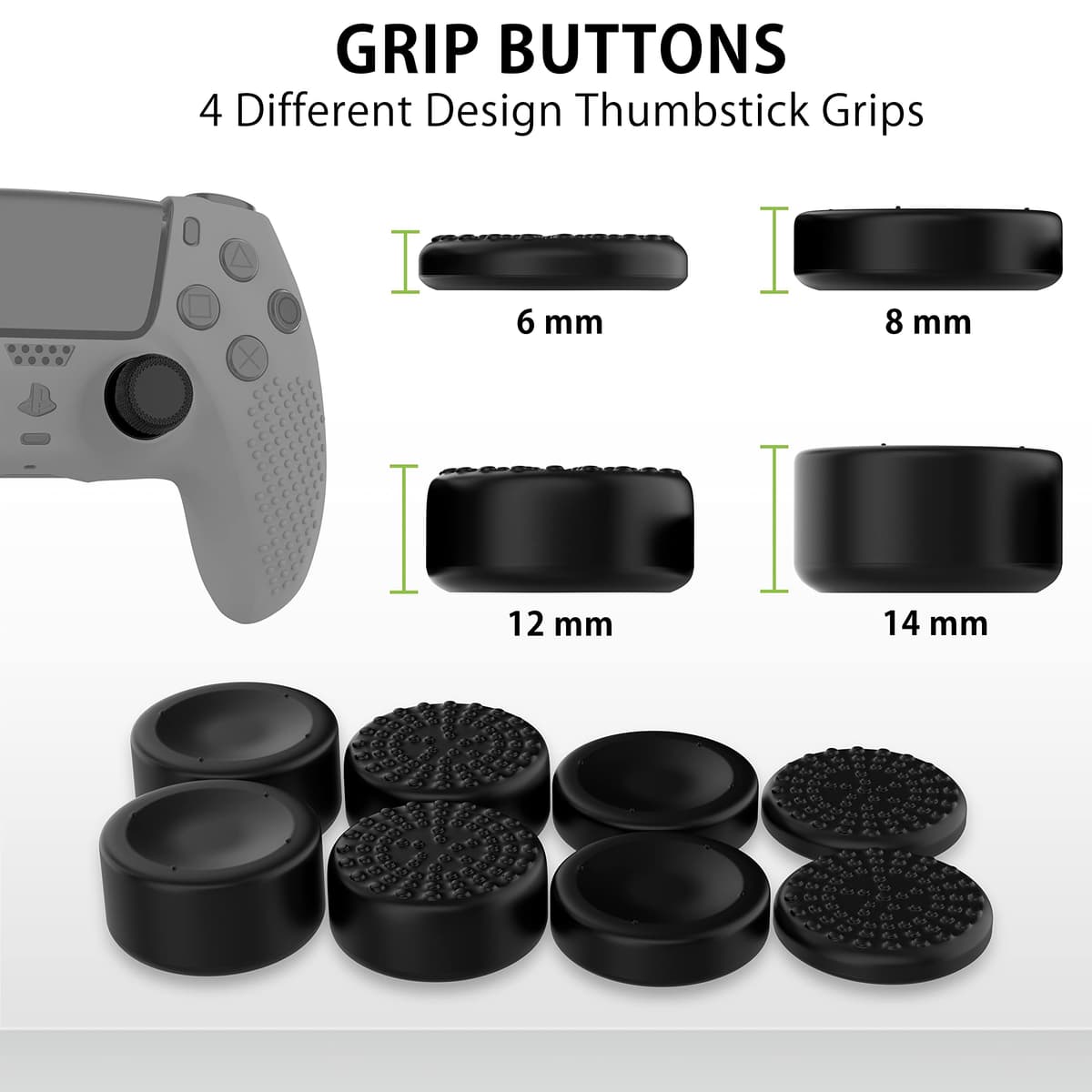 MyGadget Funda de Silicona Mando PS5 - con 8 Botones de Thumbsticks (2 Pares Altos | 2 Pares Bajos) - Carcasa para PlayStation 5 Dualsense Wireless en Negro — view 4
