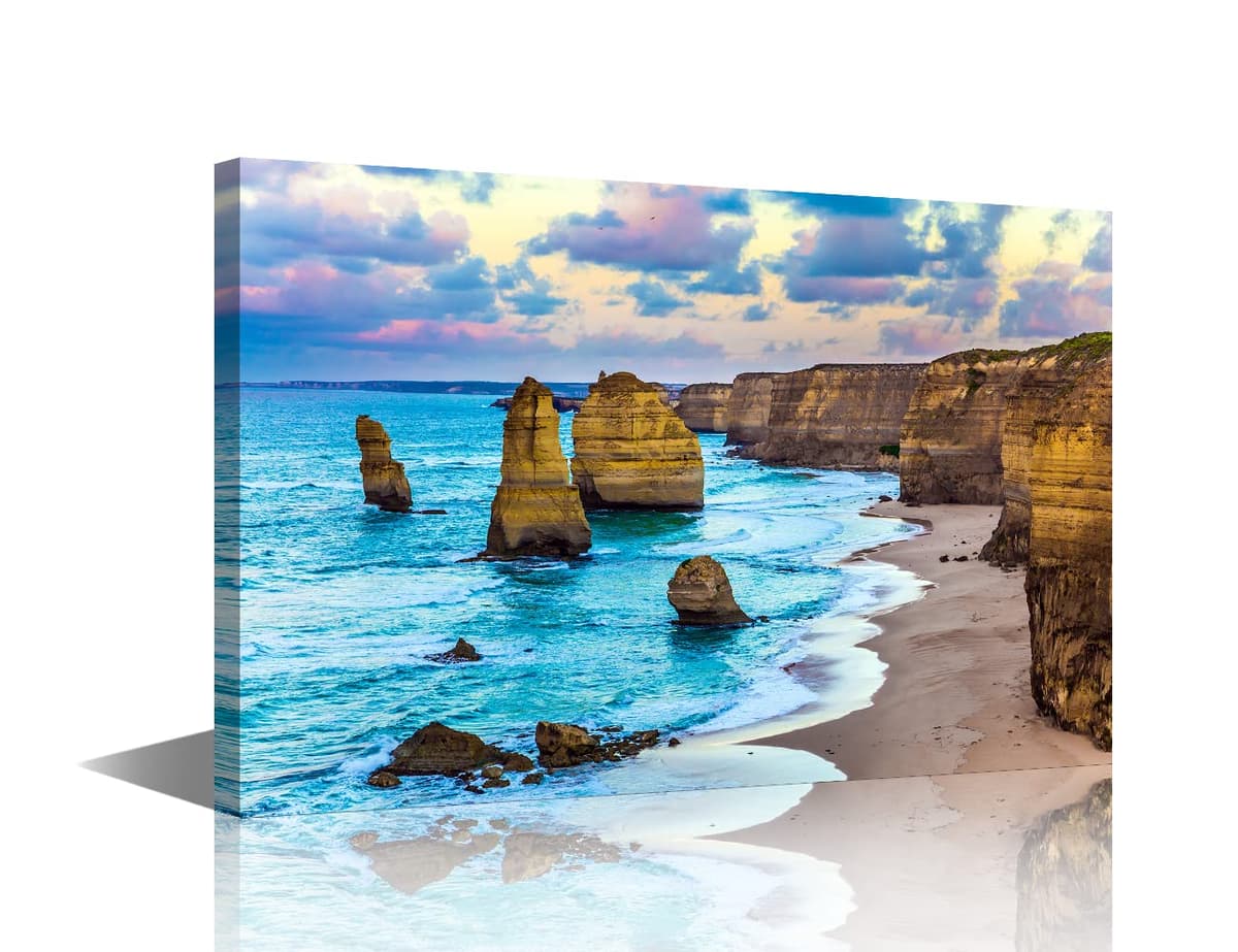 Wall Art for Living Room Beach Canvas Art Wall Decor Blue Sea Sunset Pictures Print on Canvas Natural Landscape Painting Seascape Artwork Stretched Framed Ready to Hang 12x18inch — view 19