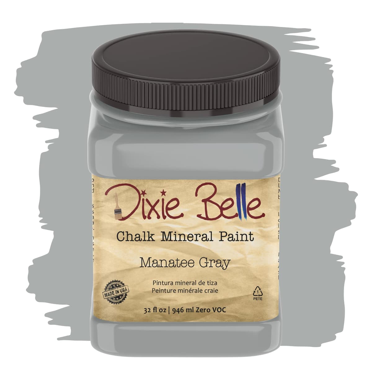 Dixie Belle Paint Company Chalk Finish Furniture Paint - Caviar (32oz) - Matte Black Chic Chalk Mineral DIY Furniture Paint — view 32