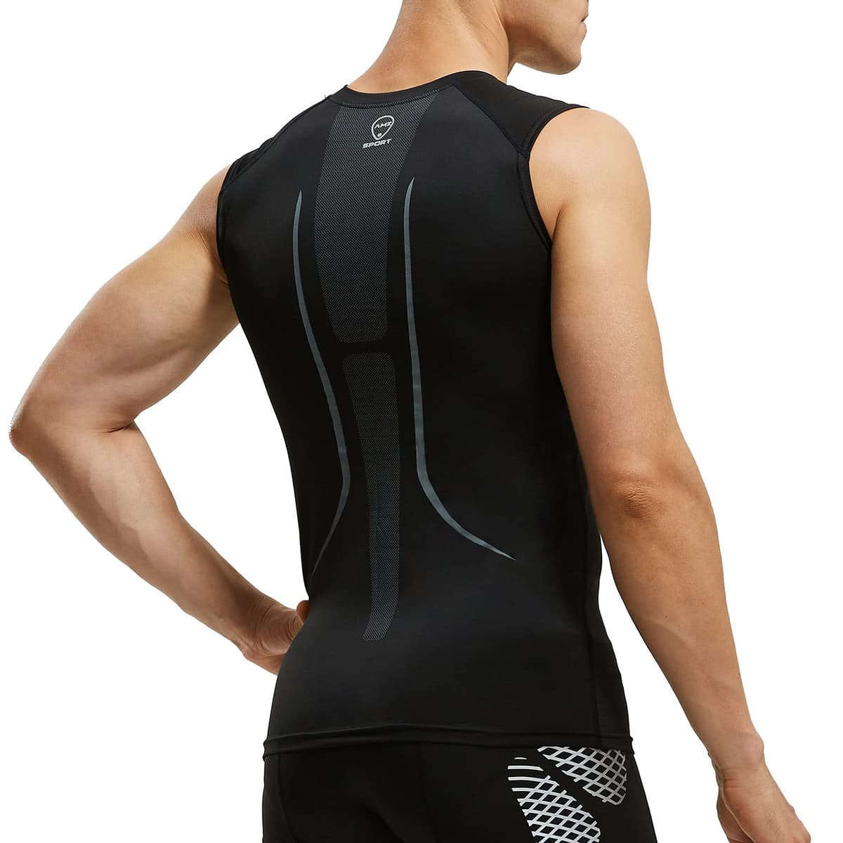 AMZSPORT Camiseta de Compresión Sin Mangas para Hombre, Chaleco de Gimnasio de Secado Rápido Capa Base para Correr — view 4