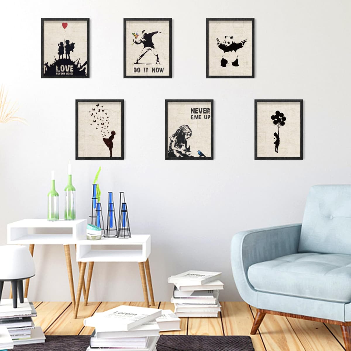 INFUNLY 9 Set Banksy Wall Art Prints Banksy Canvas Wall Art 8x10inch Unframed Panda Prints Banksy Posters Pictures Graffiti Street Wall Art Inspirational Quotes Art Wall Poster for Bedroom Living Room — view 4