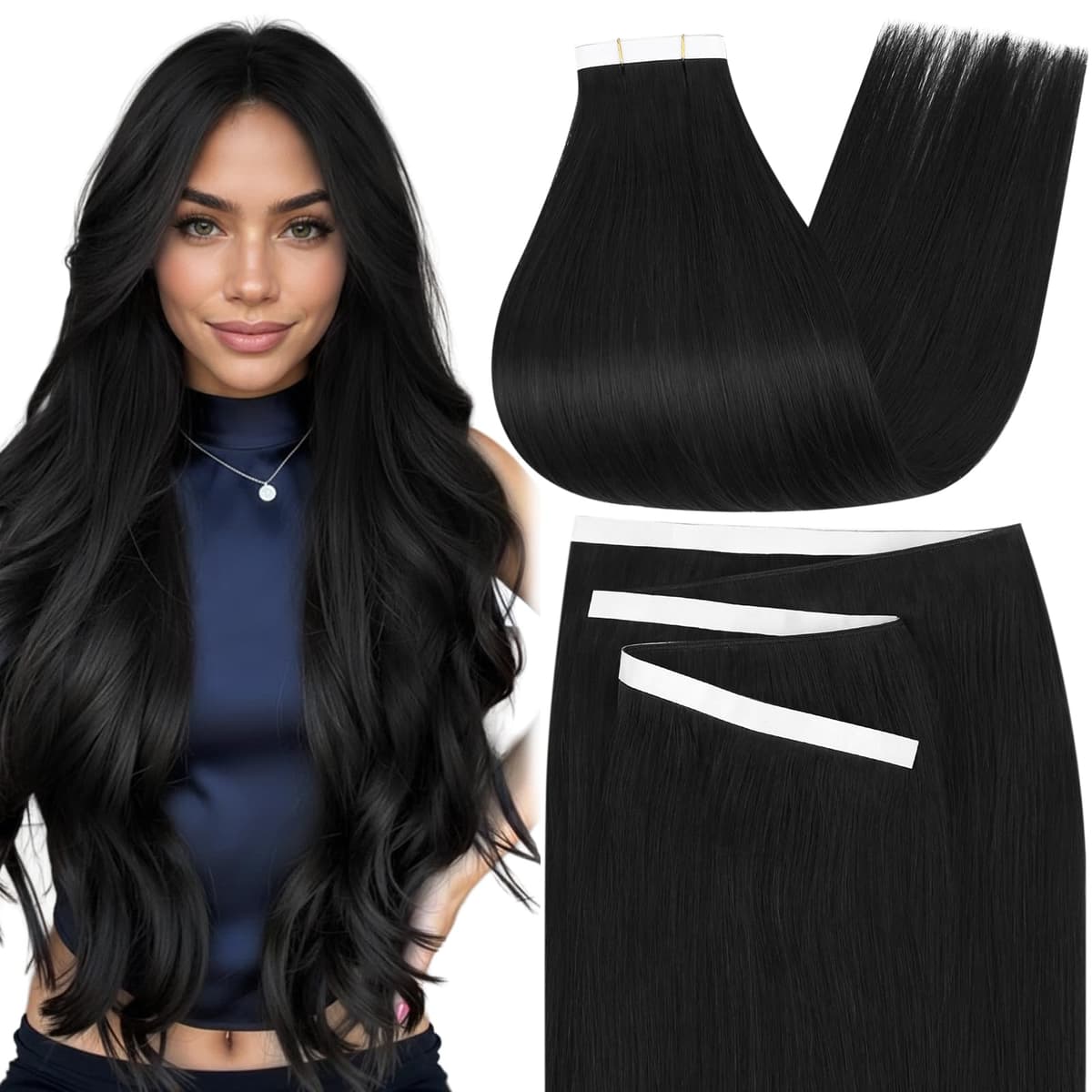 Moresoo Tape in Human Hair Extensions 20 Inch Highlight 50g/20pcs Tape in Hair Extensions Human Hair Ash Blonde with Platinum Blonde #P18/613 — view 37