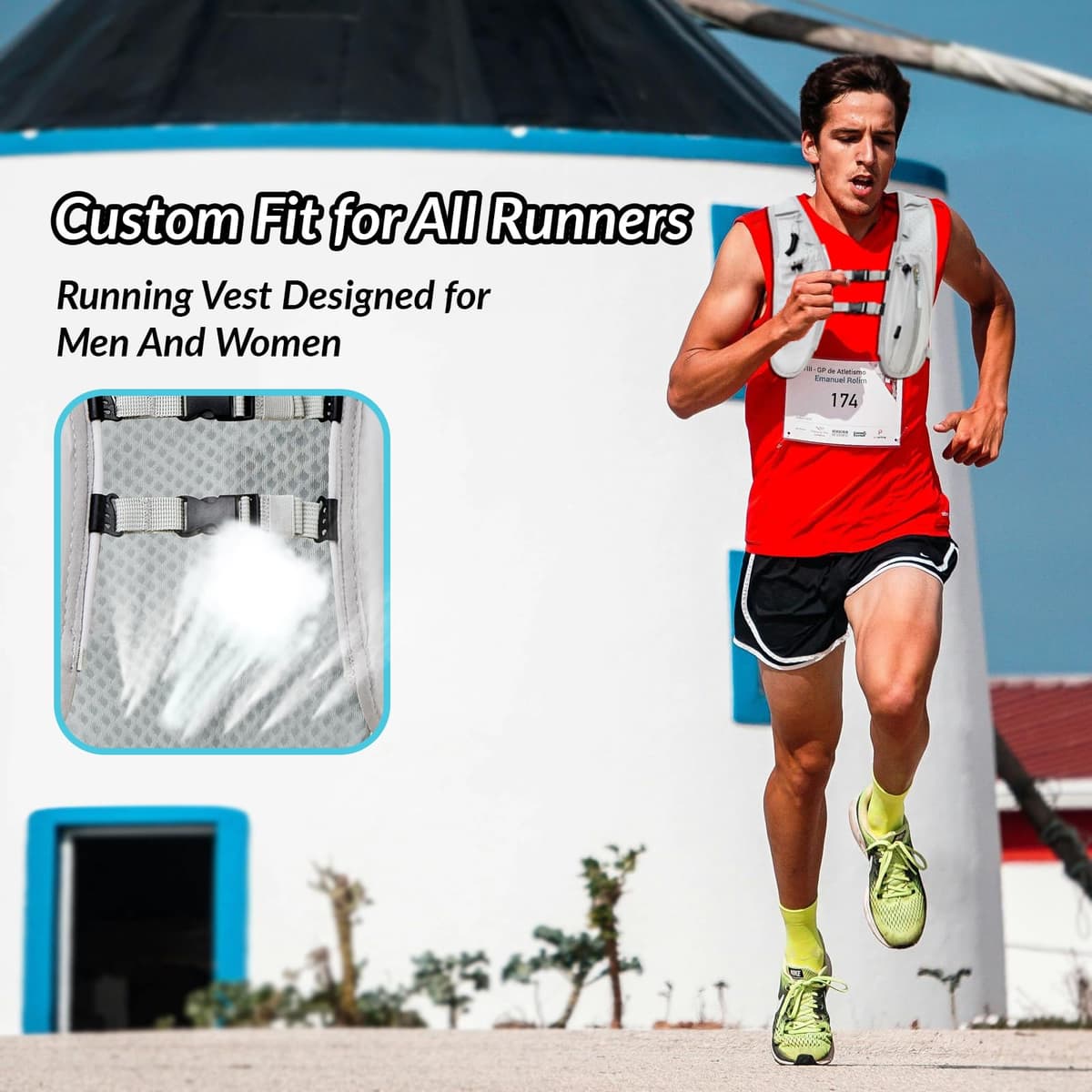 Running Vest Women Men,Night Reflective Hydration Vest Pack with 1500ml Soft Water Bottle,Adjustable Hydration Vest For Hiking Trail Cycling Marathon — view 5