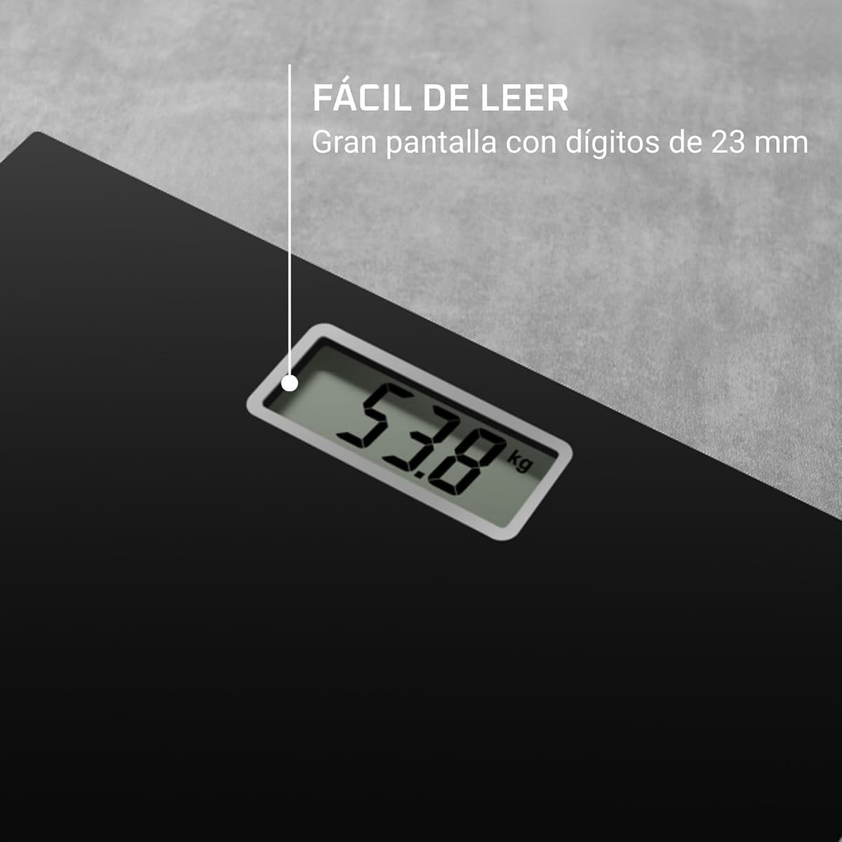 Rowenta Premiss - Báscula de baño con Pantalla LCD, diseño fino de 2cm de alto, hasta 150 kg y 100 gr precisión, encendido y apagado automático, Negro BS1400 — view 3
