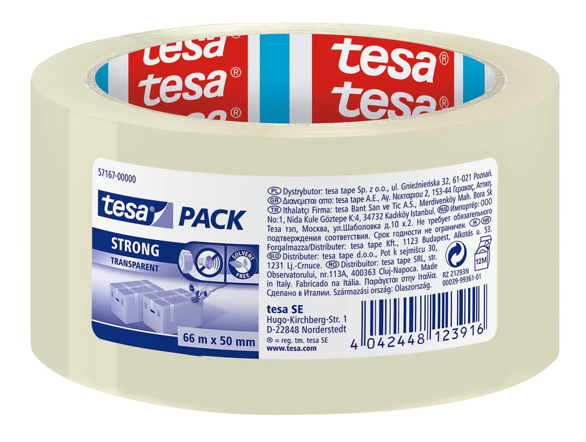Tesa 57167-00000-05 - Cinta de embalaje tesapack fuerte (66 m x 50 mm) Transparente