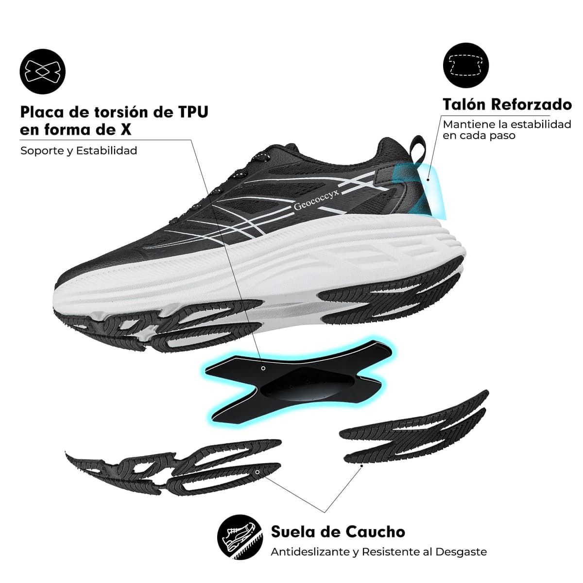 Zapatillas Running Hombre Puntera Ancha Zapatos de Deportivas Transpirables para Correr 39-46 EU — view 4