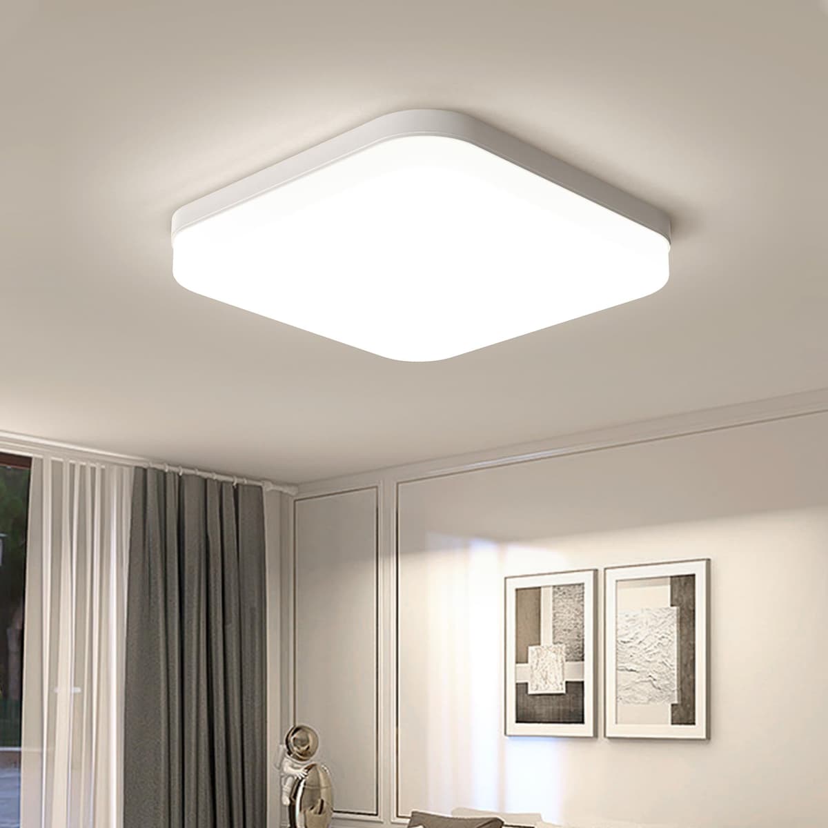 EASY EAGLE LED Lámpara de Techo 48W 4800LM Moderna Cuadrada Plafón Luz Led 6500K Lámpara Panel IP44 Impermeable para Baño Sala Dormitorio Cocina Oficina Comedor Ø30CM — view 25