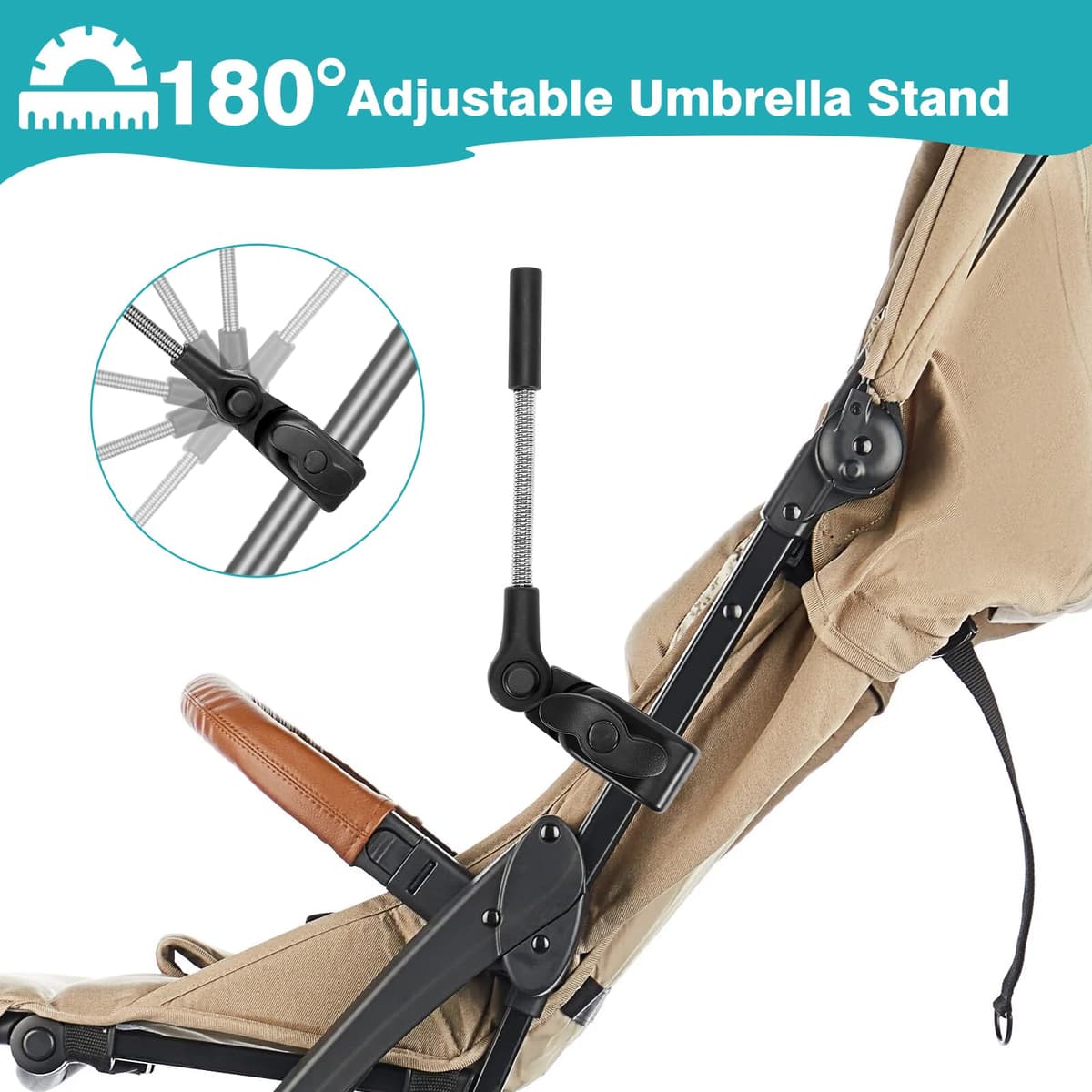 Universal Baby Parasol 50+ UV, Pushchair Parasols with Adjustable Clamp, 71cm Sun Umbrella for Pram, Stroller, Pushchair and Buggy, Baby and Infant Sun Protection Umbrella — view 3