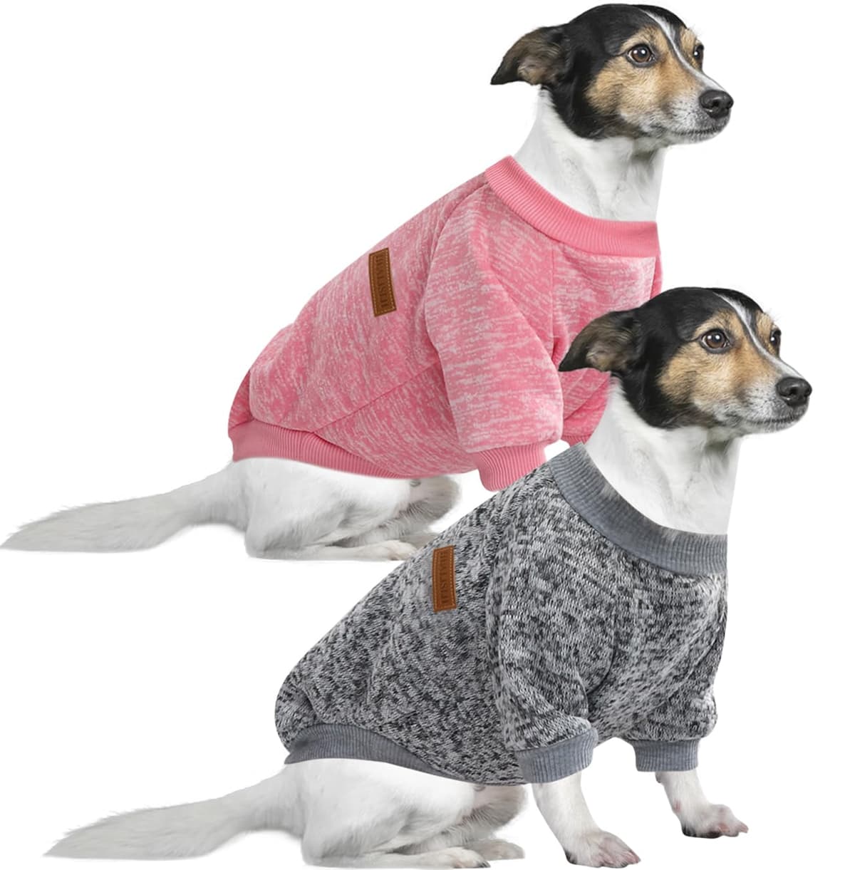 Dog Jumper Medium Chihuahua Jumper Christmas Sweater Fleece Inside Soft Cozy, Colour Vibrant Easy to Take On and Off (Pink+Grey, M) — view 29