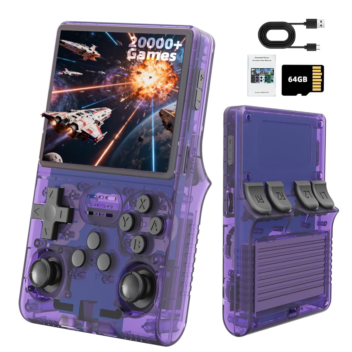 R36S Retro Handheld Games Console, 20,000+ Classic Games Portable Pocket Video Player with 3.5 Inch HD Screen, 64G TF Card, Open Source Linux System Screen for Teens and Adults (Black 64G) — view 9