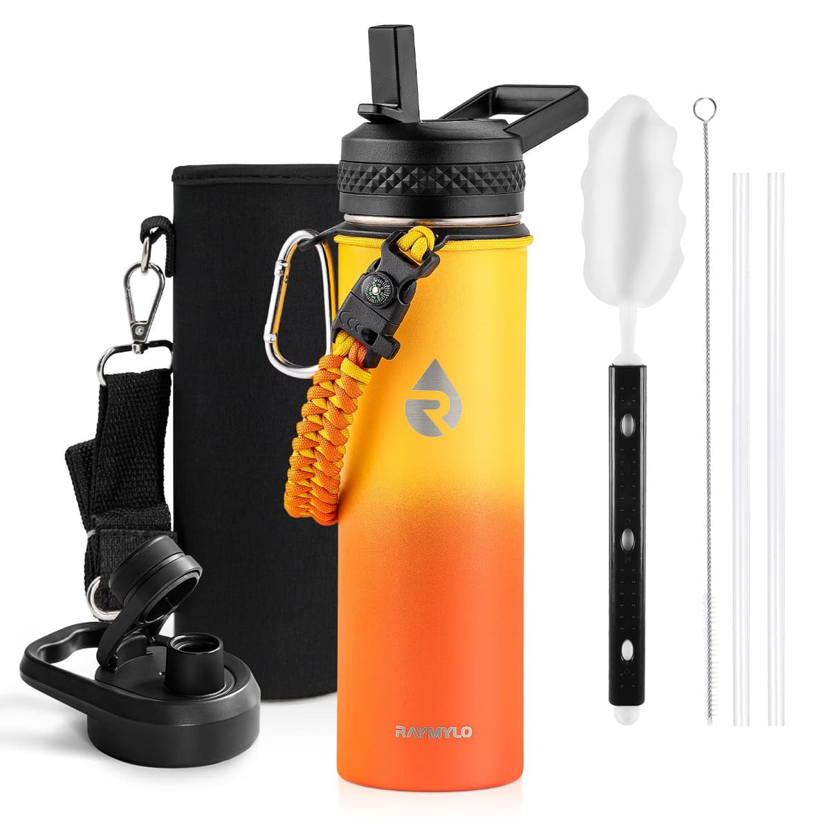 RAYMYLO One Gallon Water Bottle Insulated, Triple Walled Vacuum Stainless Steel (Cold for 48 Hrs), Leak Proof & Non-BPA, Large Water Flask Jug with Paracord Handle & Straw Spout Lids — view 11