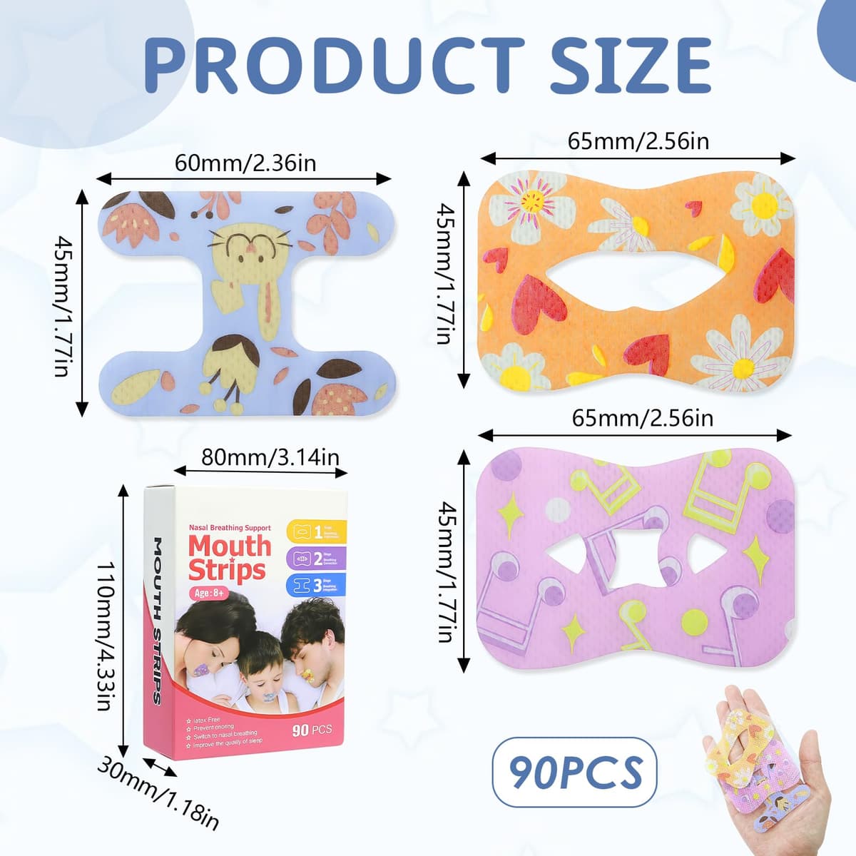 90pcs Cinta Bucal Antirronquidos, Tiras para Dormir con Parche Corrección de Boca Abierta, Mejora la Calidad del Sueño y Reduce la Respiración Oral y los Ronquidos — view 2