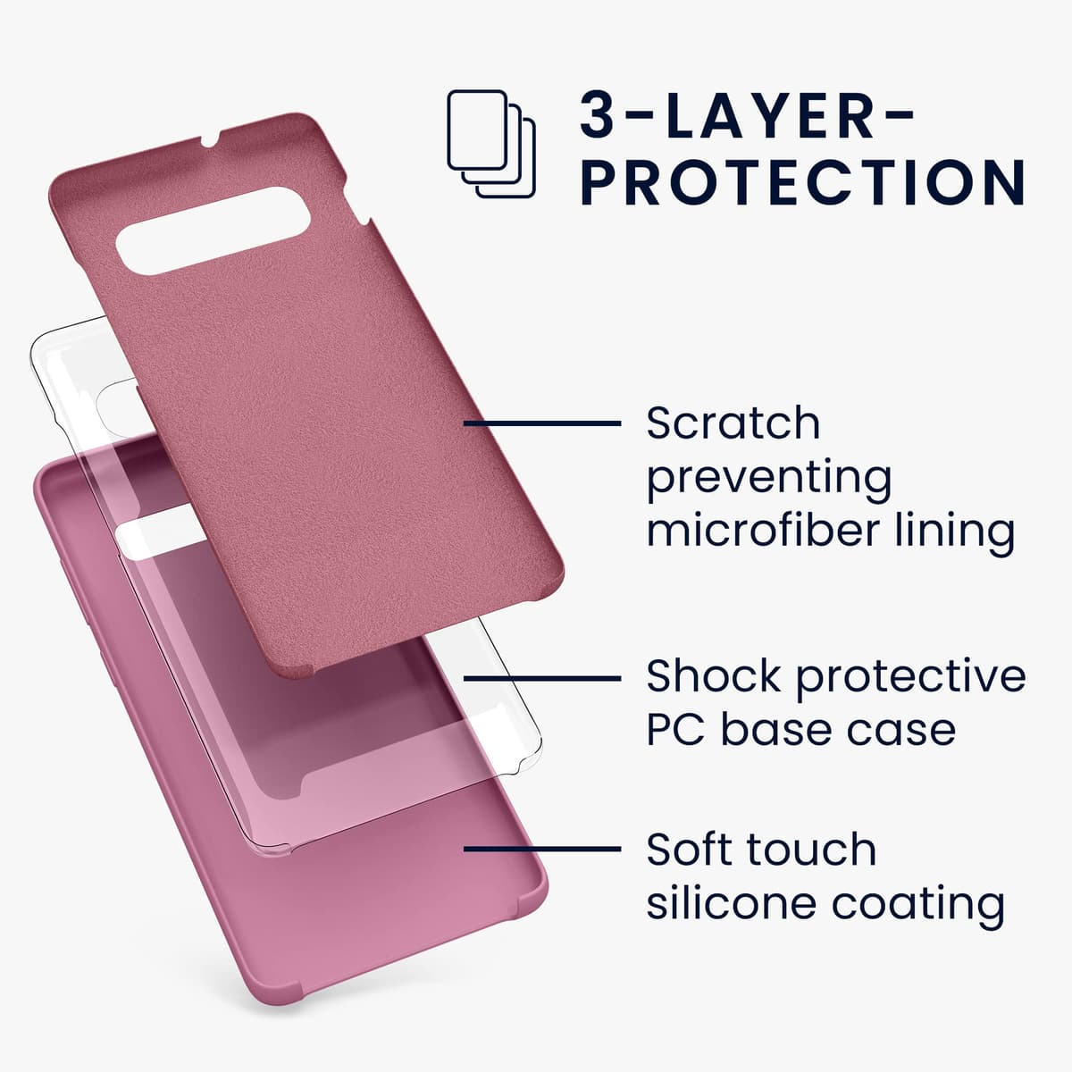 kwmobile Case for Samsung Galaxy S10 Plus / S10+ Case - Soft Cover - Shockproof Silicone - Wireless Charging Dark Rose — view 2