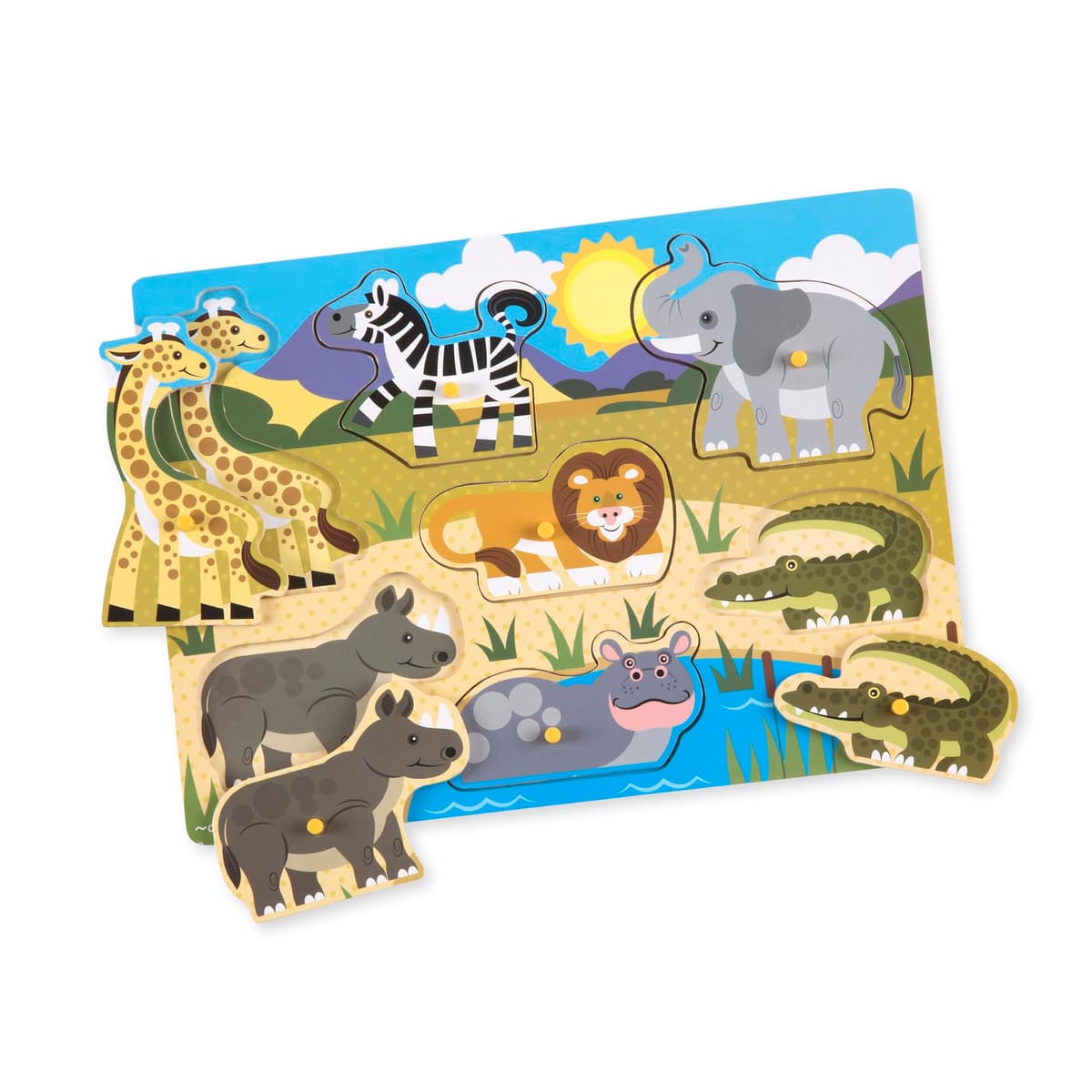 MELISSA & DOUG - Puzzle 2 Años de Animales del Safari, Puzzle de Madera con Clavijas para Fácil Agarre, Rompecabezas Niños, 6075165, Juguetes Montessori, Regalo Niño 2 años +, Juguetes Niños 2 Años + — view 4