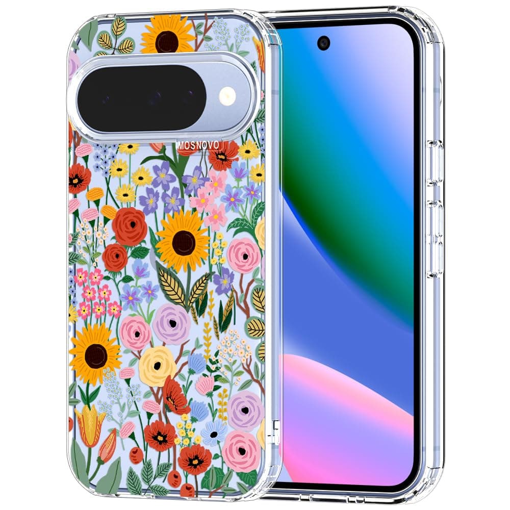 MOSNOVO Case for Google Pixel 9 & Pixel 9 Pro, [Buffertech 6.6ft Military-Grade Drop Protection] [Anti Peel Off Tech] Clear TPU Bumper Phone Case Cover Design - Eucalyptus — view 28