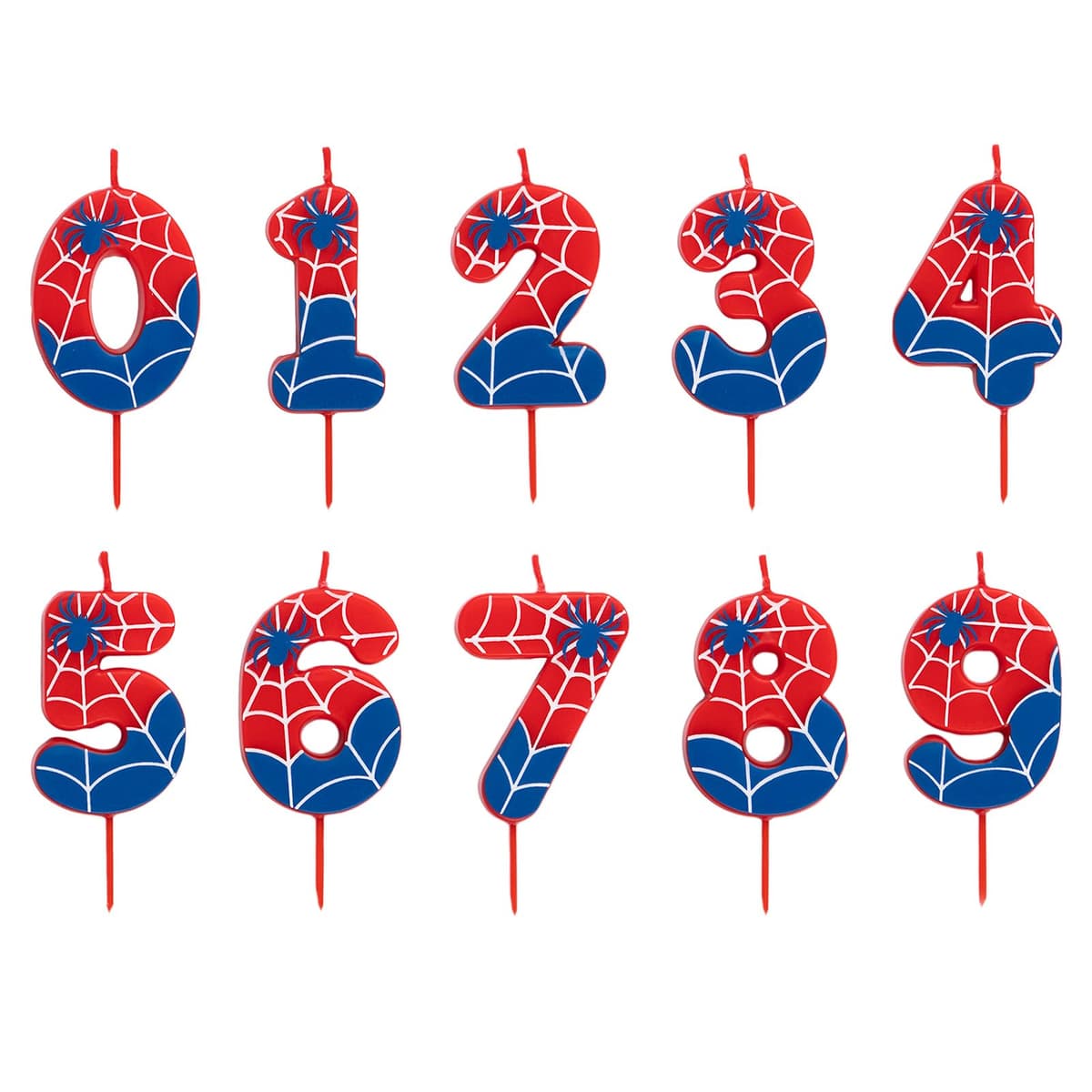 OH YEAH - Velas de Número 3 Arañas para Tartas - Números 0 a 9-6 cm - Perfectas para Tartas Infantiles - Color Rojo y Azul con Telarañas y Araña - Vela Cumpleaños Infantil - Fiesta Telarañas — view 3
