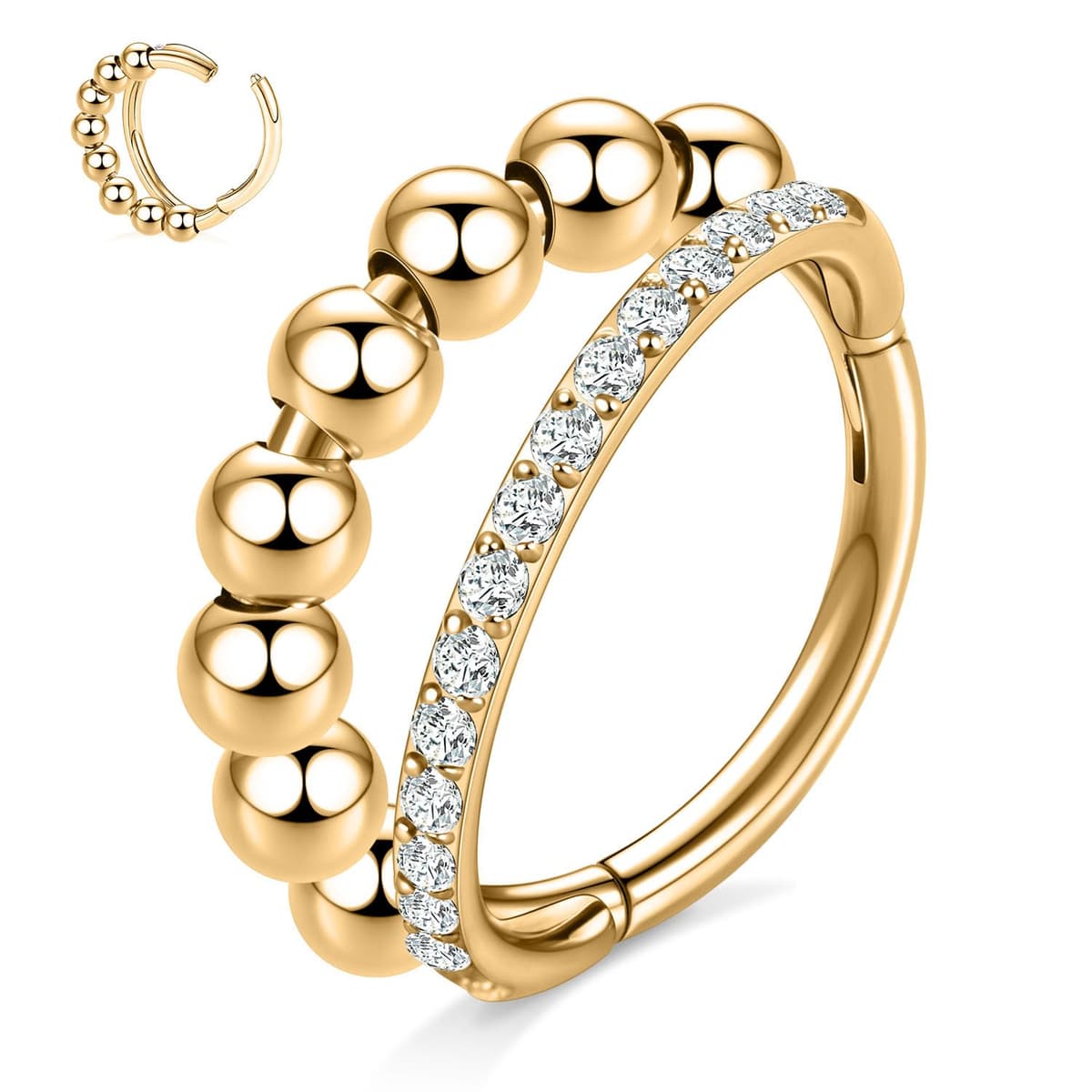 hengkaixuan Triple Double Nose Hoop Ring Sleeper Hoop Earring Helix Rook Conch Cartilage Daith Tragus Earrings Septum Ring Lobe Nose Piercing Jewellery for Women — view 10