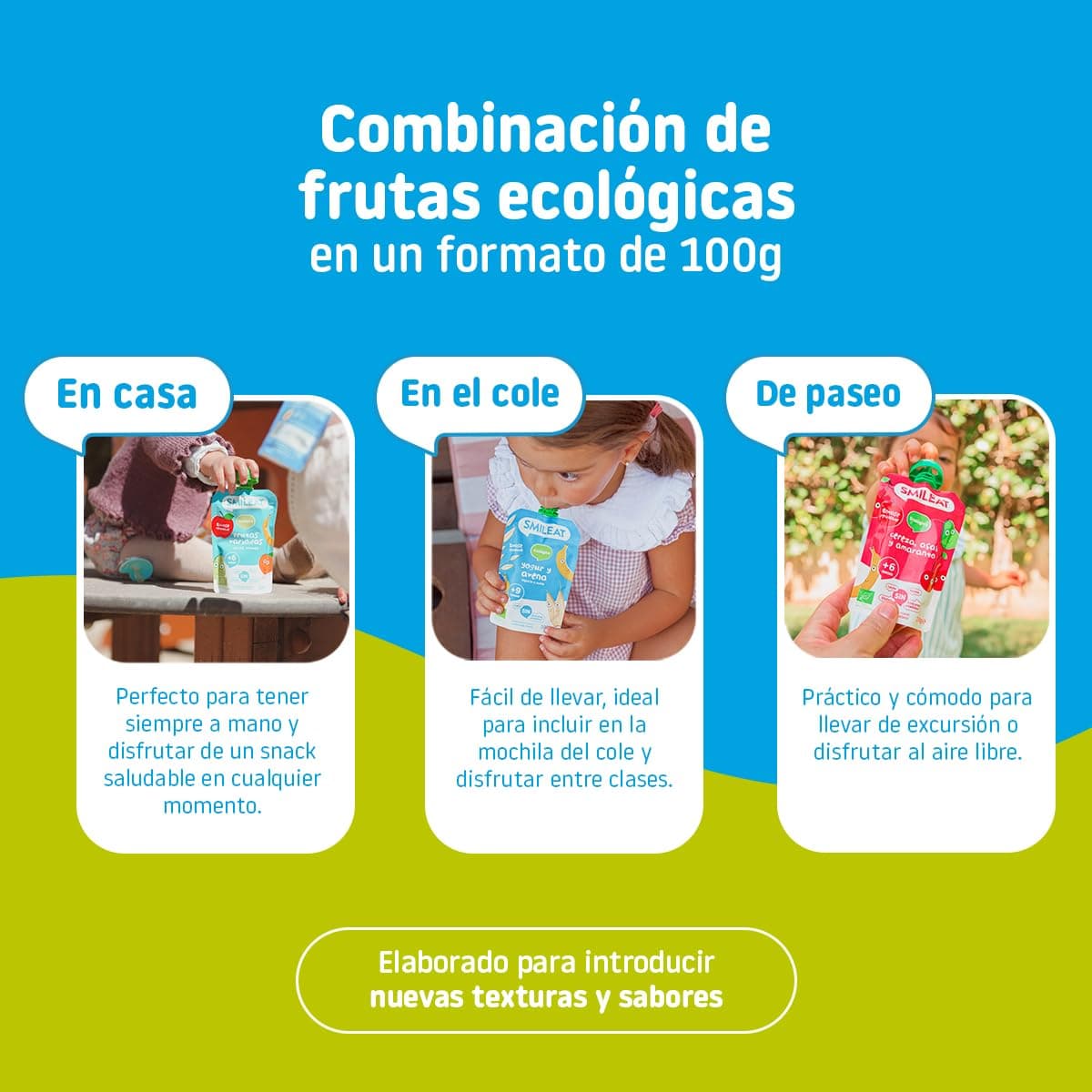 Smileat - Pouch de Aguacate y Arándanos, Ingredientes Naturales Bebibles, Para Bebés a Partir de los 6 Meses - 100g — view 5