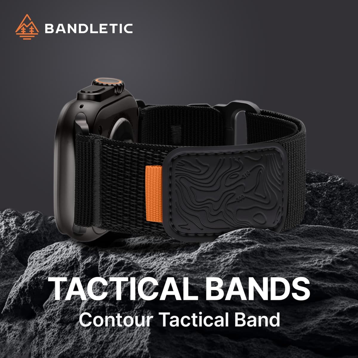Bandletic Nylon Straps Compatible with Apple Watch Ultra 3/2/1 49mm - Soft Sport Loop Replacement Strap for iWatch Series 11/10 46mm, 9/8/7 45mm, SE3/SE2/SE/6/5/4 44mm, 3/2/1 42mm, Black — view 2