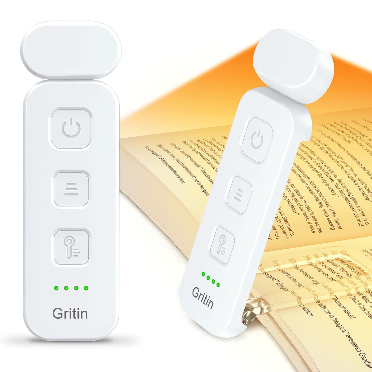 Gritin Book Light Rechargeable, Reading Light Lamp Clip on Books, Eye Caring 3 Colors, 5 Brightness & Stepless Dimming, Long Lasting up to 80hrs, Portable Mini Reading Lamp for Readers — view 10