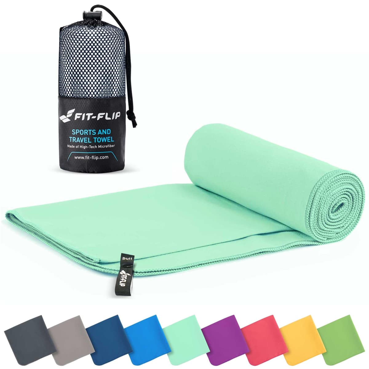 Fit-Flip Toalla Microfibra - para el Gimnasio y la Playa - compacta, Ultraligera, Grande y de Secado rápido - Toallas microfibras de Natacion, Gym, Viaje y Piscina