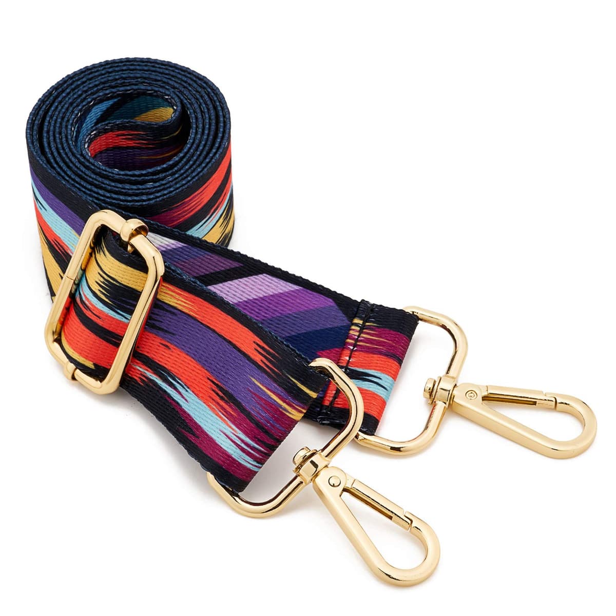 ZOOEASS Wide Shoulder Strap, Guitar Style Adjustable Purse Strap with Gold Buckle Replacement Woven Crossbody Straps for Handbags((3.8CM) Shining Black) — view 60