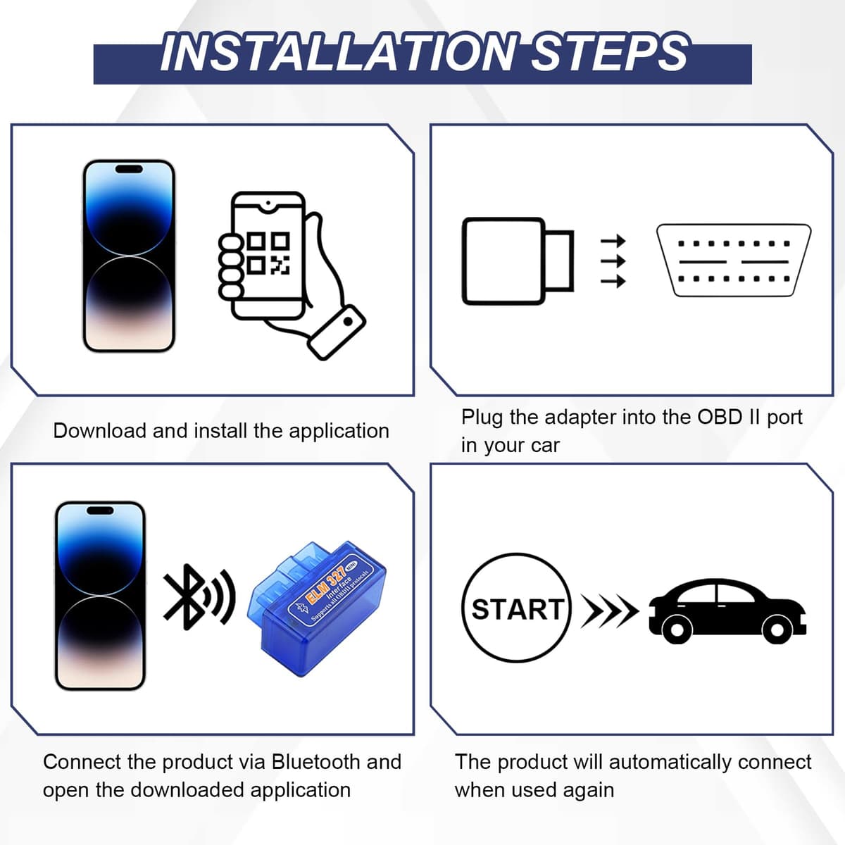ELM-327 OBDII Car Auto Diagnostic Scanner, Mini ELM-327 OBD2 Bluetooth Scan Tool Code Reader,Car Diagnostic Scan Tool,Wireless Interface OBD II Auto Car Failure Detector for Android Windows (1PC) — view 5
