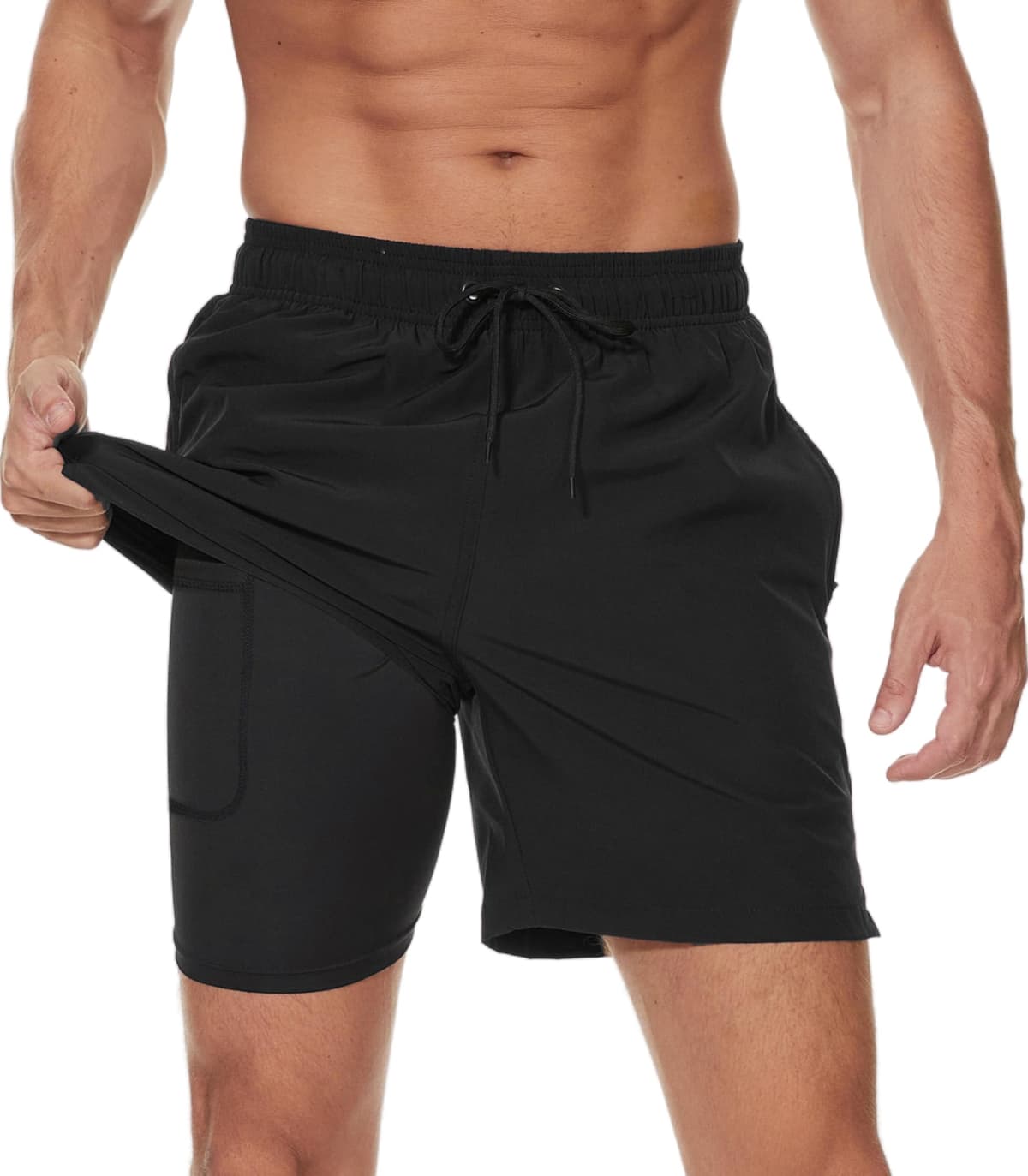 Bañador Hombre con Forro Compresión y Bolsillos, Shorts de Baño para Natación Secado Rápido Hidrófugo Banador para Hombre