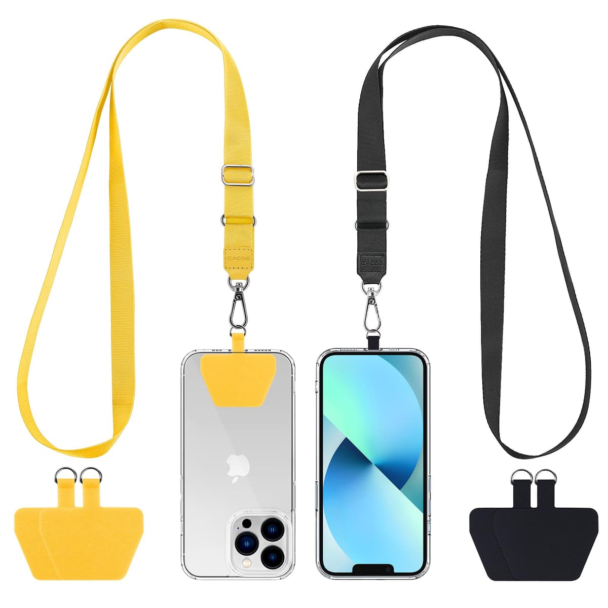 CACOE Universal Mobile Phone Chain, 2 Pcs Adjustable Collar Lanyard and 2 Pcs Durable Patches, Lanyard Mobile Phone Neck Strap Compatible with Most Smartphones — view 18